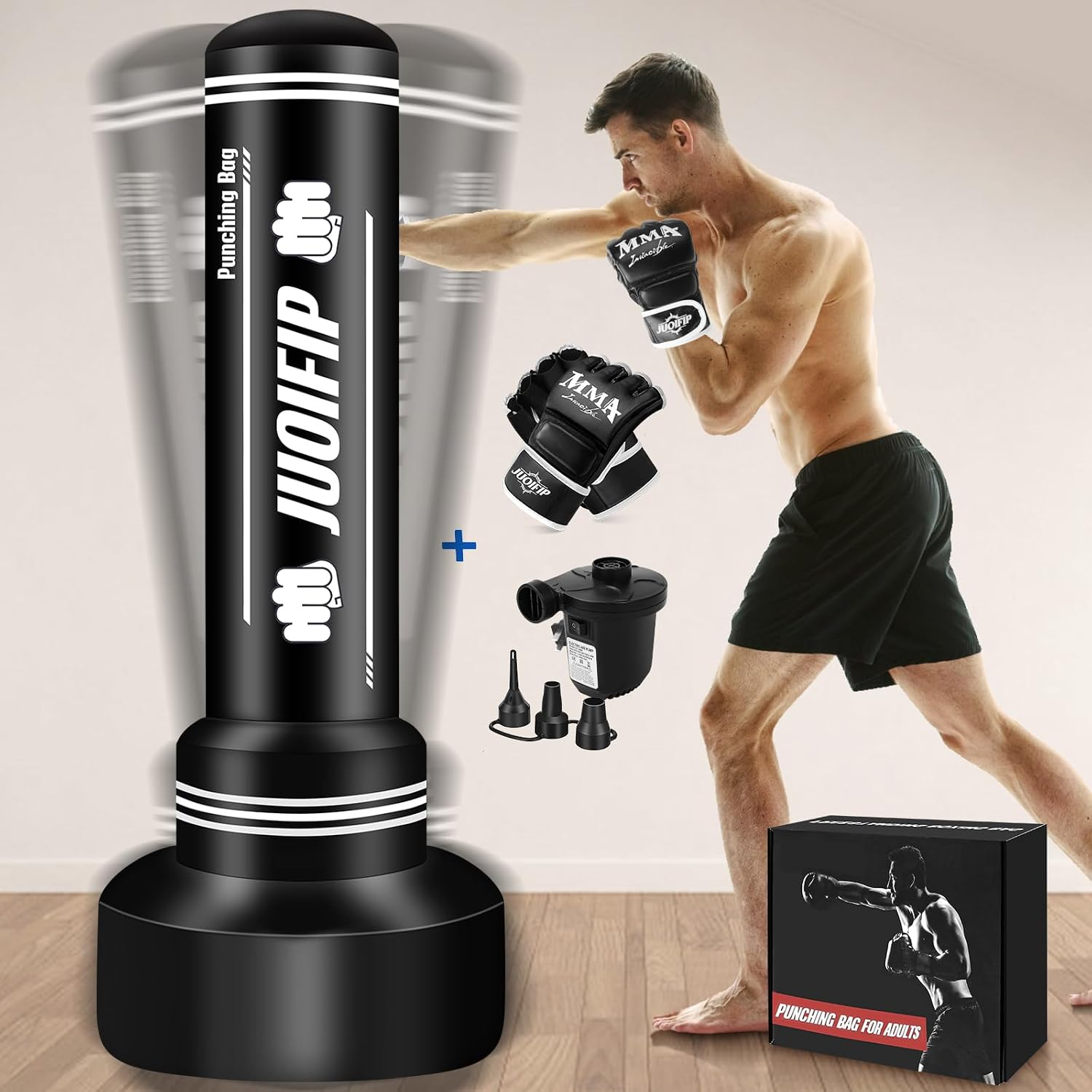 Heavy Punching Bag for Adults Teens, Freestanding Bag with Gloves and Pump