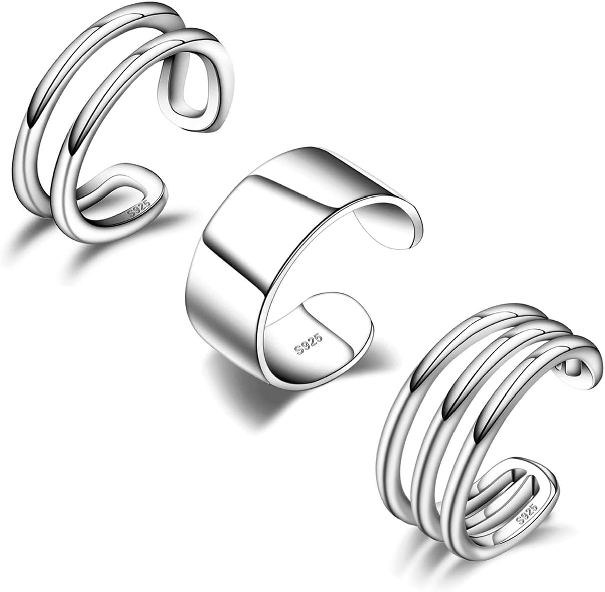 925 Sterling Silver Ear Cuffs for Women, Non Piercing Clip on Cartilage Cuffs, Adjustable Fake Conch & Helix Earrings, Gold Plated & Oxidized Various Styles