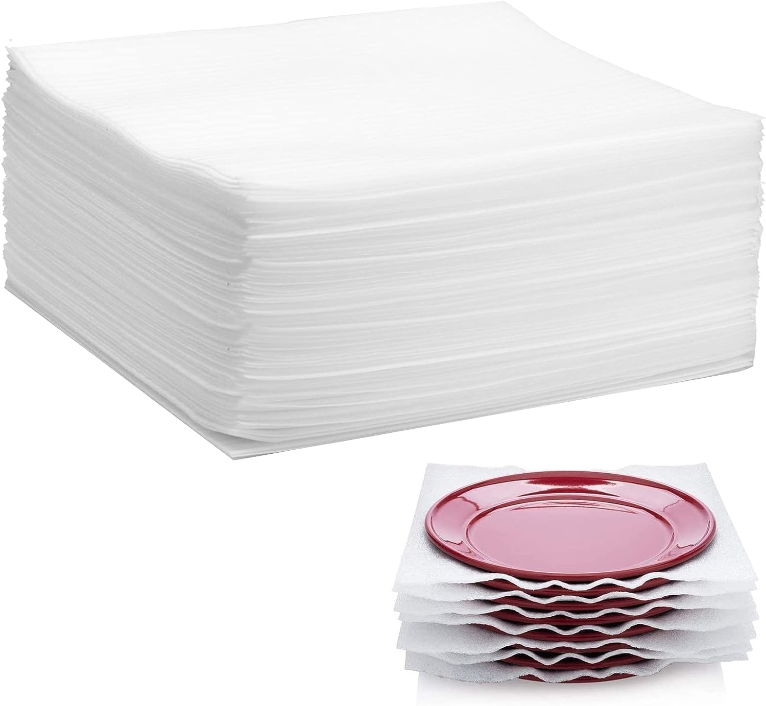 100 Pack Foam Wrap Sheets for Packing Storage Shipping Moving Supplies, Cushion Foam Wrap Packing Foam for Dishes, China, Glass and Furniture (12”X12”)