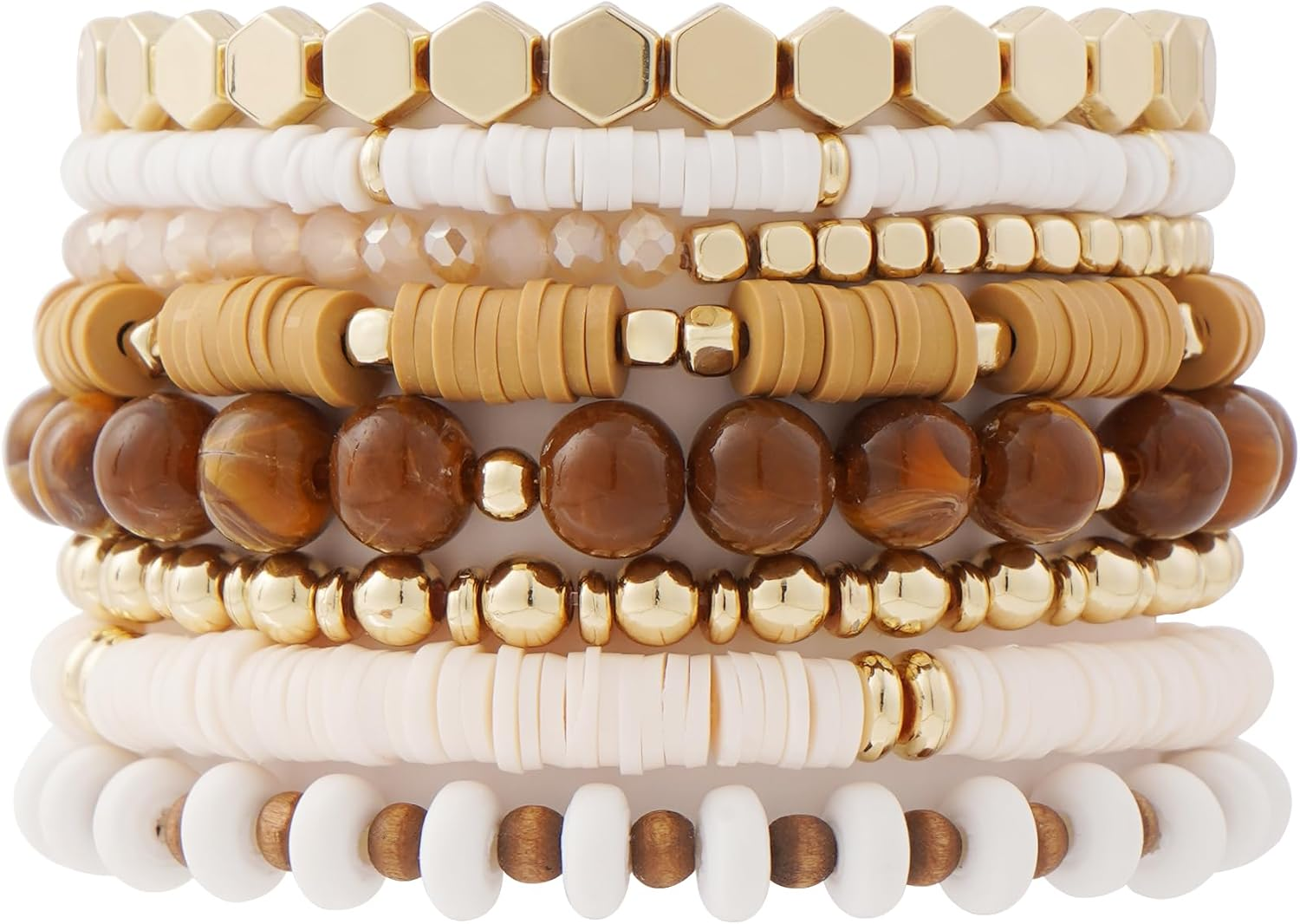 Surfer Heishi Clay Bead Stackable Bracelets