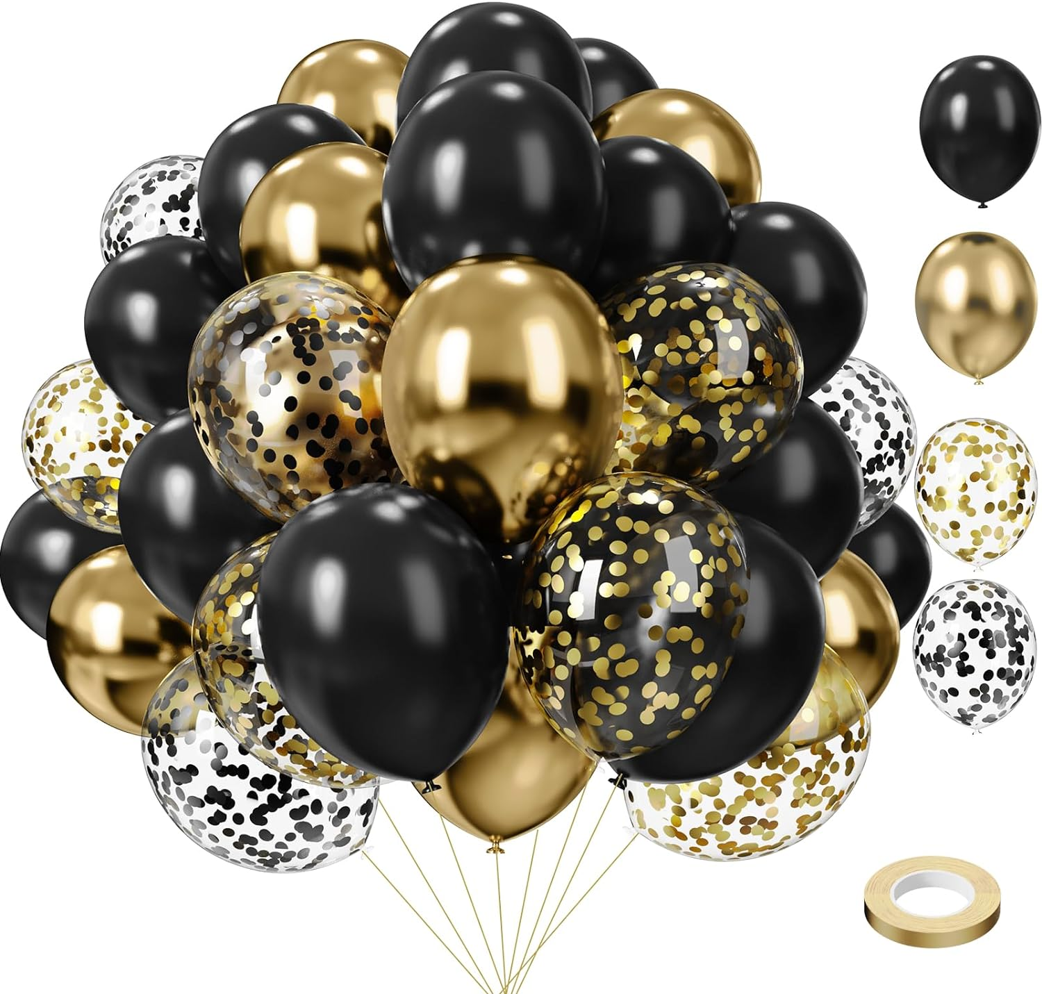 Black White Gold Balloon Garland Kit, 114Pcs Black and Gold Party Decorations... - Picture 9 of 12