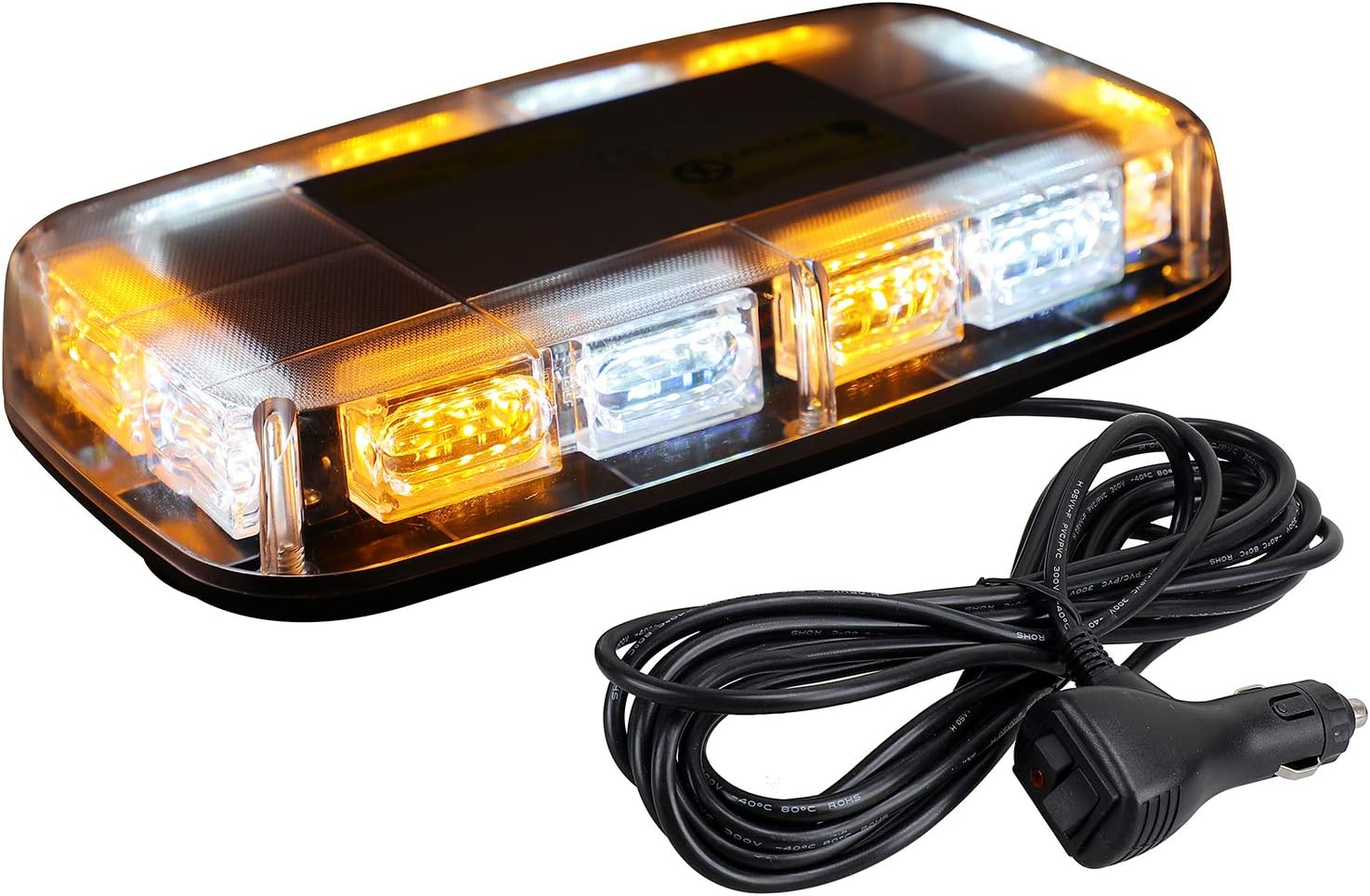 Upgraded 48LED Emergency Strobe Light Bar with Magnetic Base for 12-24V Vehicles