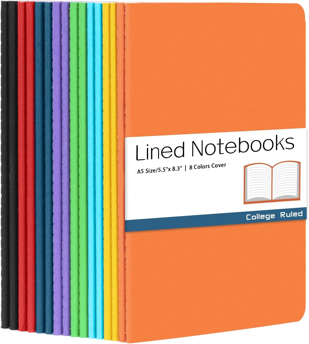 A5 Lined Notebooks Bulk Journals for Kids Writing 16 Packs(5.5X8.3) College Ruled,Colored Notebooks for College Students Teen School Office Supplies Note Taking
