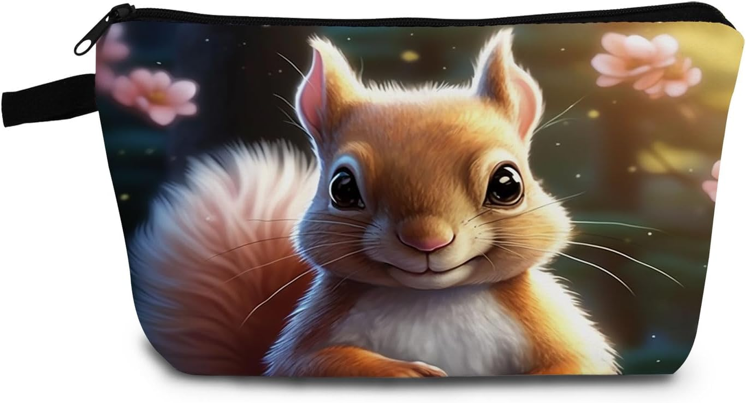 Squirrel Print Small Cosmetic Bag -2 | Squirrel Toiletry Makeup Purse, Cute Orga