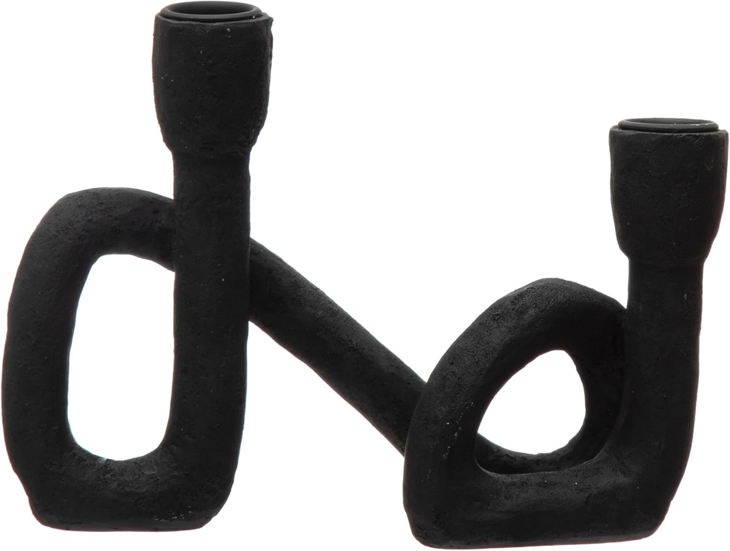 Modern Sculptural Double Taper Candle Holder, Black