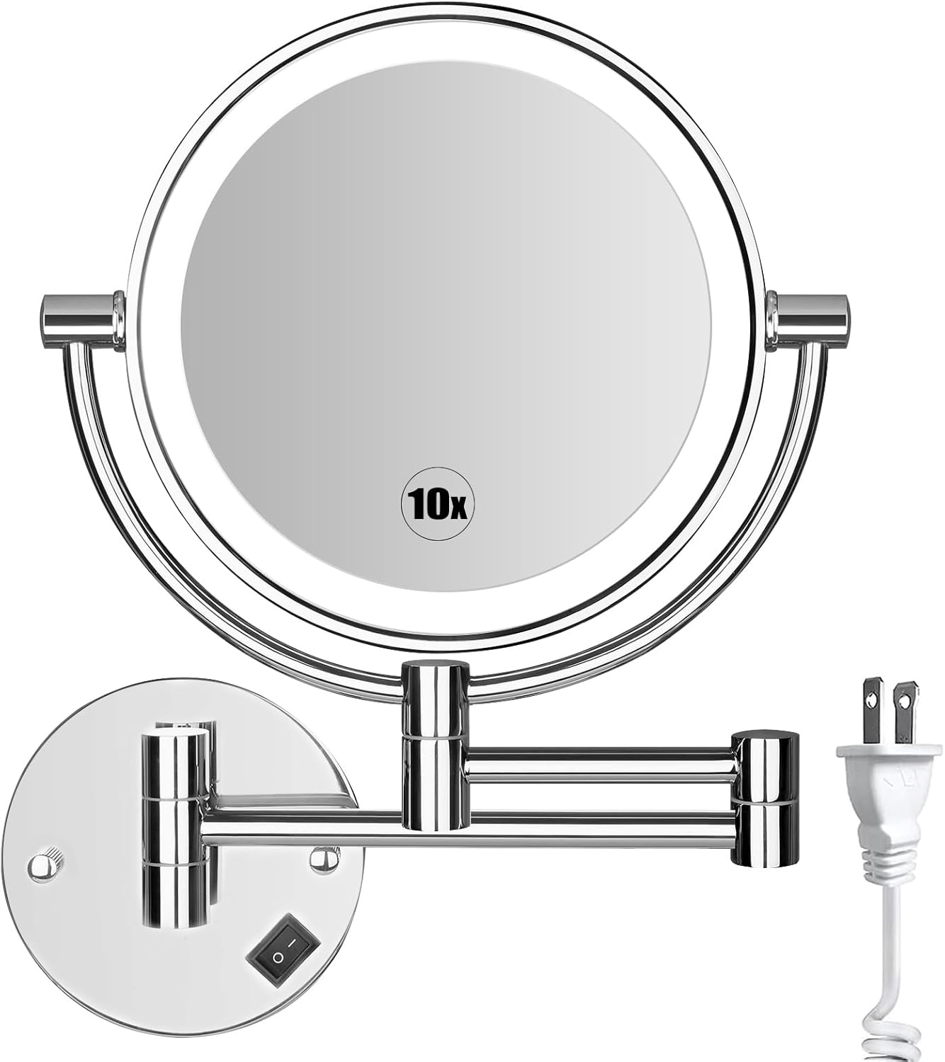 Wall Mounted Lighted Makeup Mirror with Magnification 7X/1X, 8Inch Double Sid... - Picture 9 of 14