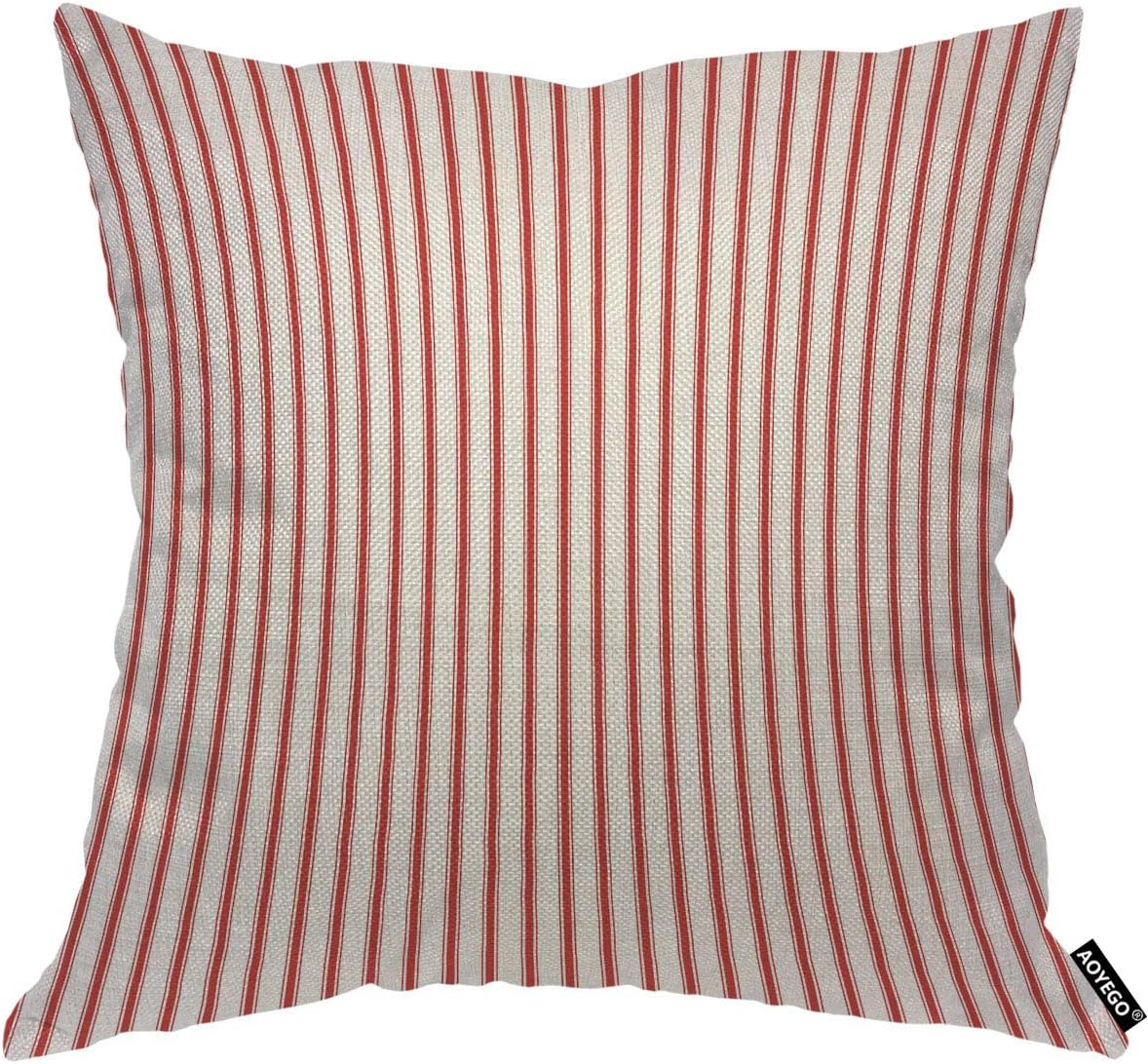 Red Vertical Stripe Throw Pillow Cover Streaks Red and White Line Background Fashion Striped Simple Repeat Pillow Case 18X18 Inch Decorative Men Women Room Cushion Cover for Home Couch