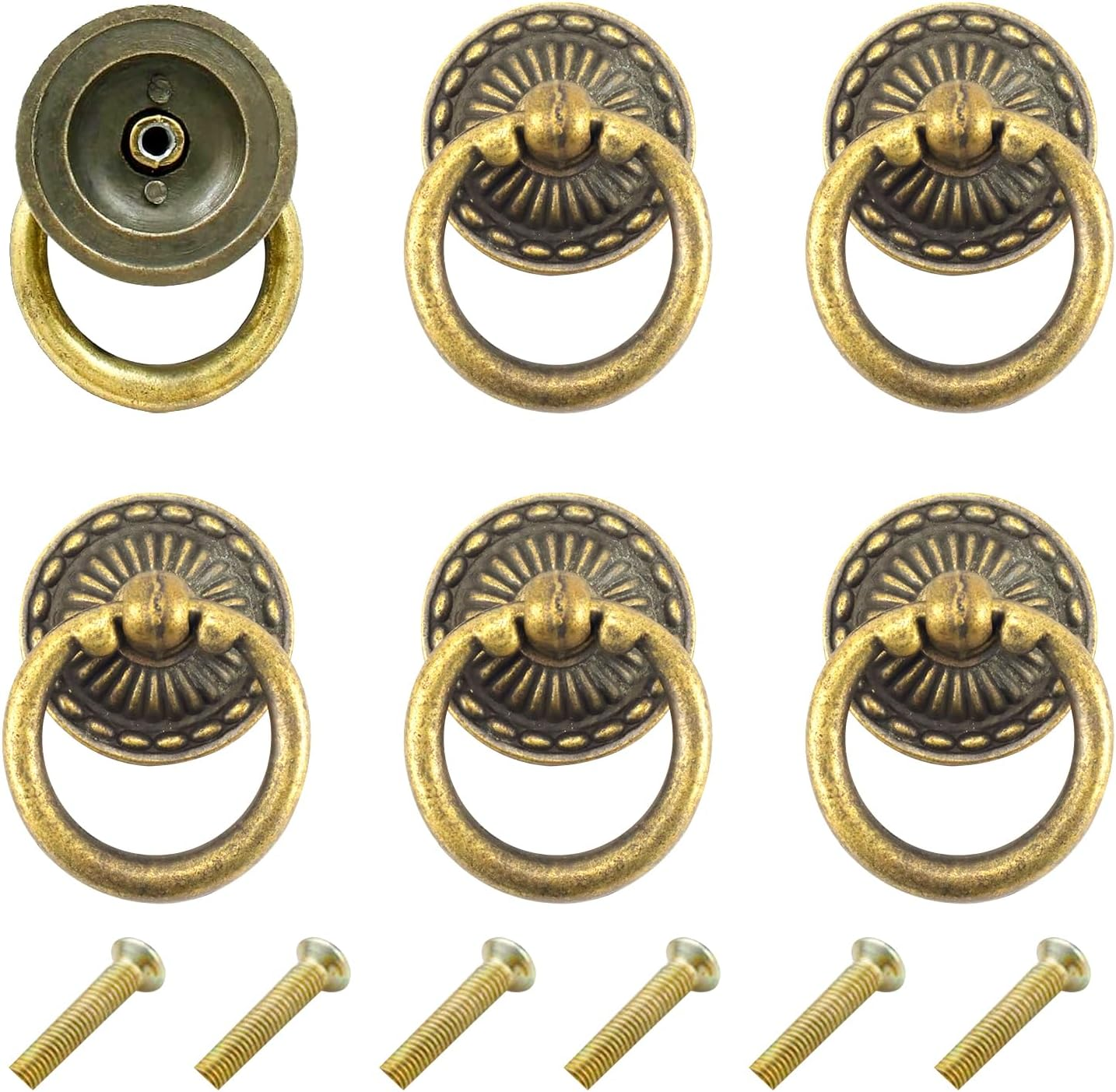 Chris.W 6Pcs Vintage Bronze Drop Ring Knobs Pulls Handles for Dresser  Drawer Ant | eBay