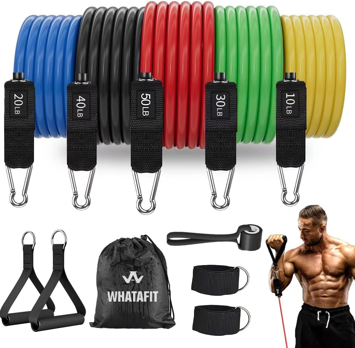 Resistance Bands, Exercise Bands,Resistance Bands for Working Out, Work Out Bands with Handles for Men and Women Fitness, Strength Training Home Gym Equipment