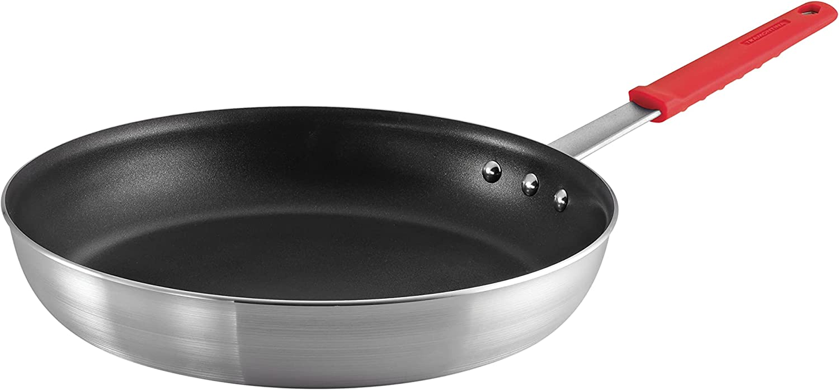 Professional 14-Inch Non Stick Extra Large Frying Pan, Heavy-Gauge Aluminum Skillet with Reinforced Nonstick Coating, Red Handle, Dishwasher and Oven Safe