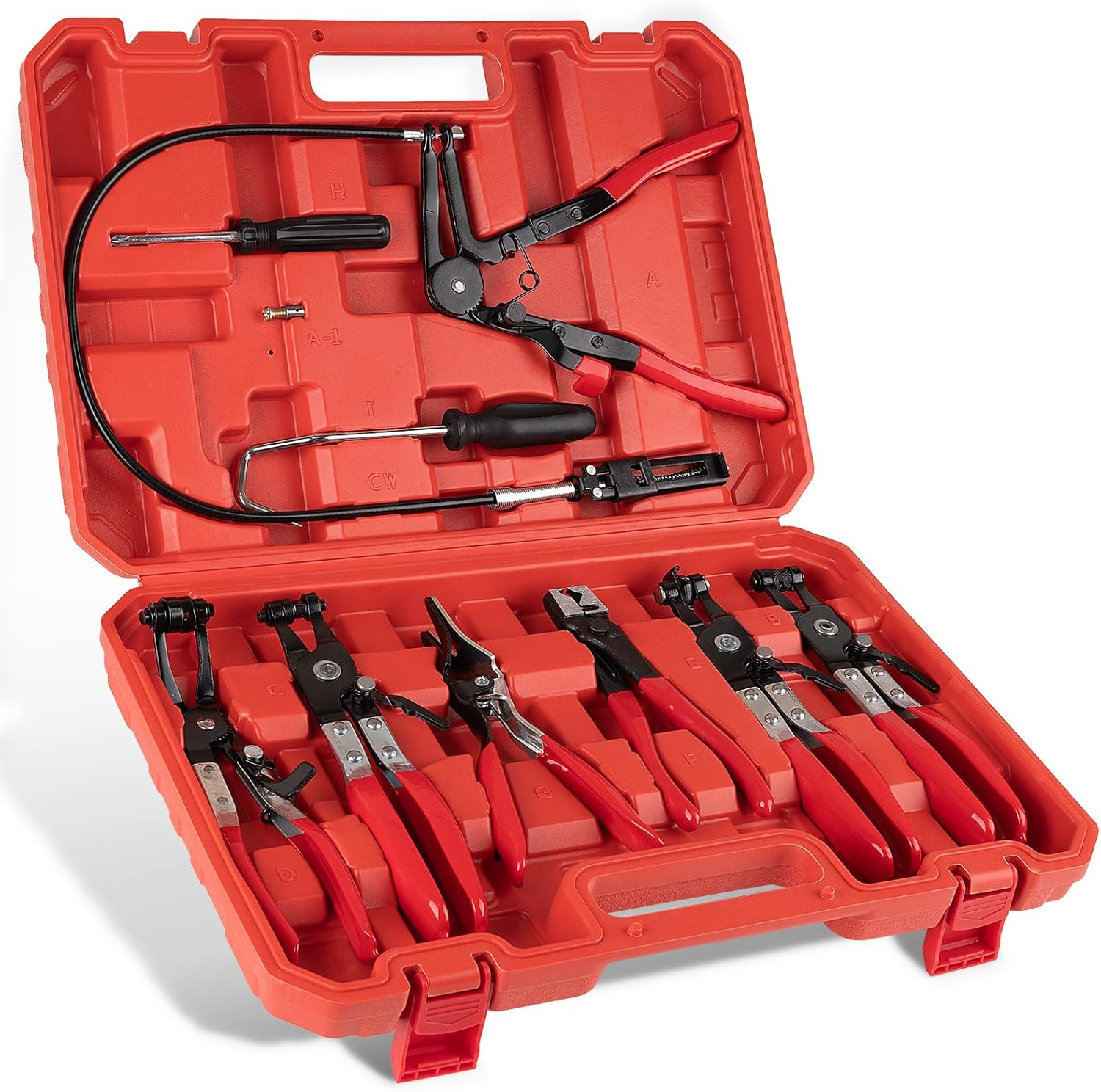 9PCS Hose Clamp Pliers Set, Hose Clamp Removal Tool for Automotive, Flexible Removing Clamps Pliers Automotive for Coolant Radiator Heater and Water Hose