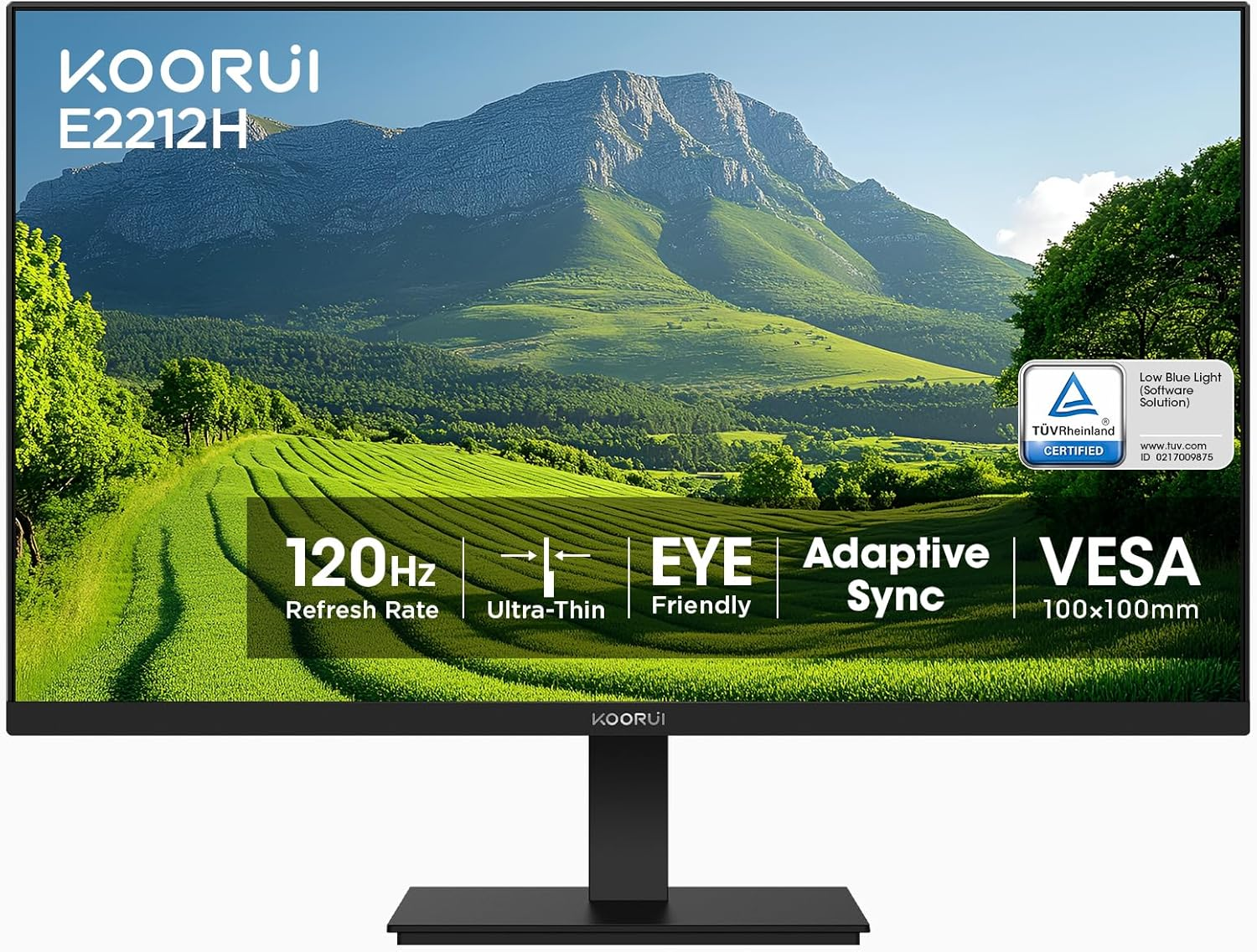 New 22 Inch Computer Monitor FHD 1080P 120Hz PC Gaming Screen VA Panel Ultra-Slim Display 4000:1 Contrast Ratio with Adpitive Sync (HDMI/VGA/VESA Compatible 100X100Mm/Audio Out), Tilt, Black