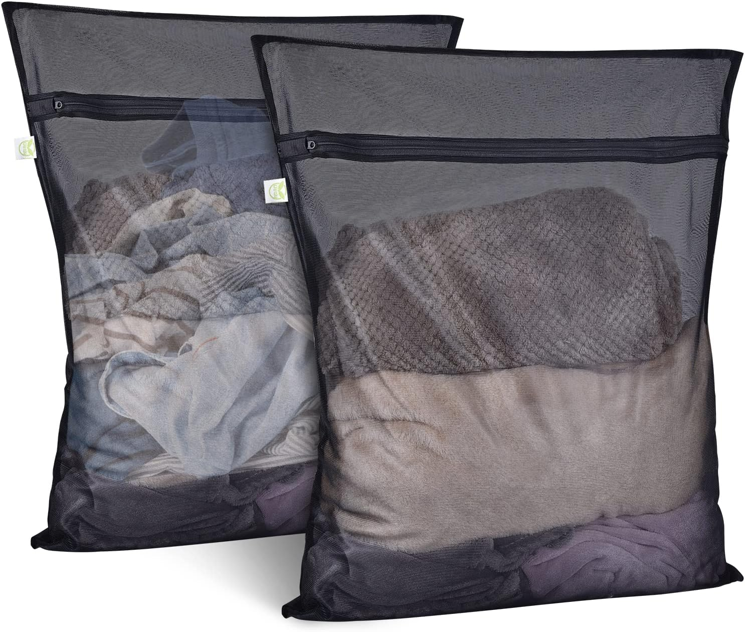 8 Sacchetti A Rete Per Lavatrice, Neri, 40x30 Cm. Con Cerniera Robusta, Per Lavare Capi Delicati, Biancheria Intima, Calze E Scarpe. Riutilizzabili, Proteggono I Tessuti In Lavatrice. - 2