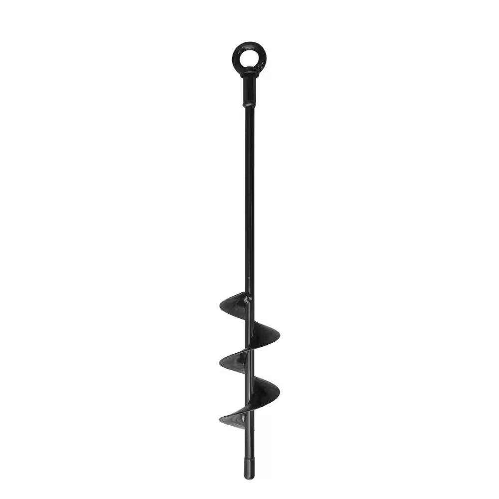 18 In. Heavy Duty Spiral Trampoline Anchor Stake Kit Ground Anchors for Garden Stake, Trampoline, Iron, Black (4-Pack)