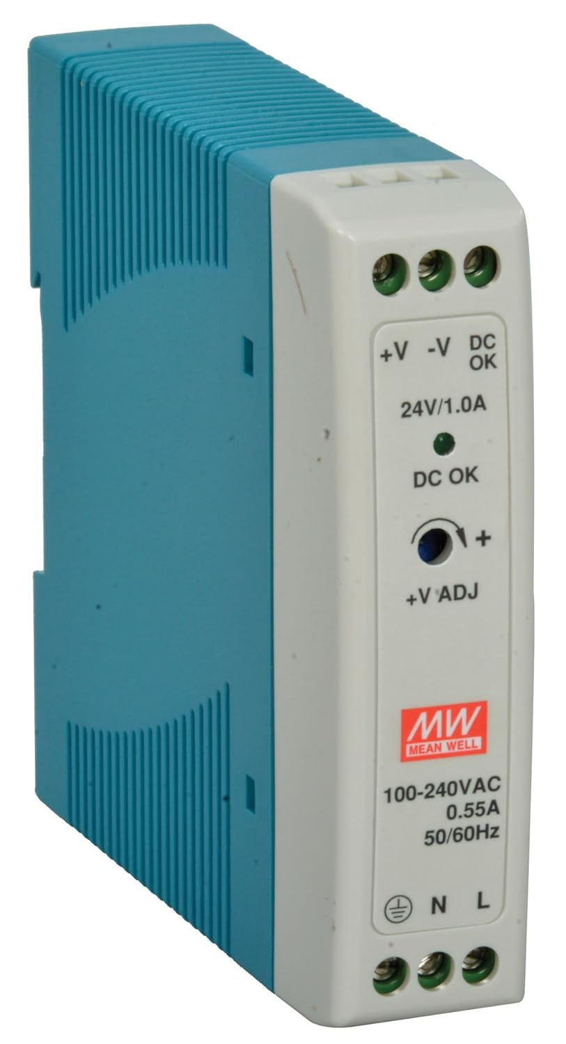 MDR-20-24 DIN-Rail Power Supply, 24V, 1A, 24W, Compact Design