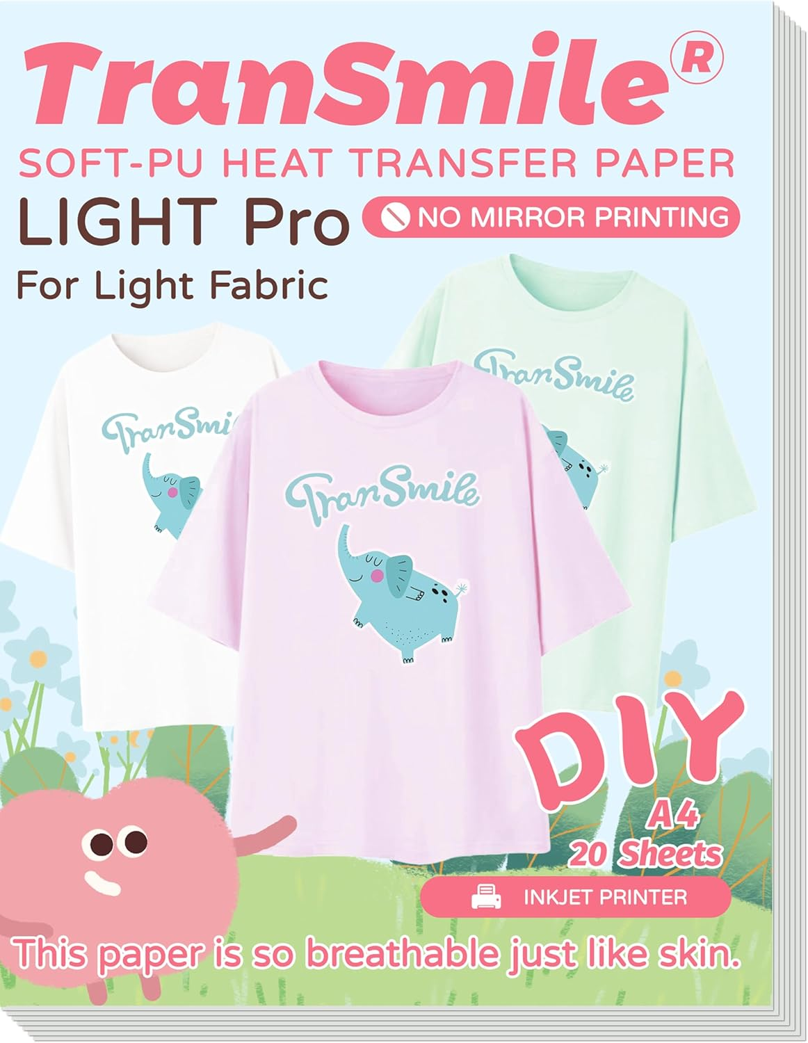 TranSmile PU-Heat Transfer Paper for T Shirts (20 Sheets,A4) Printable Heat T... - Picture 2 of 13