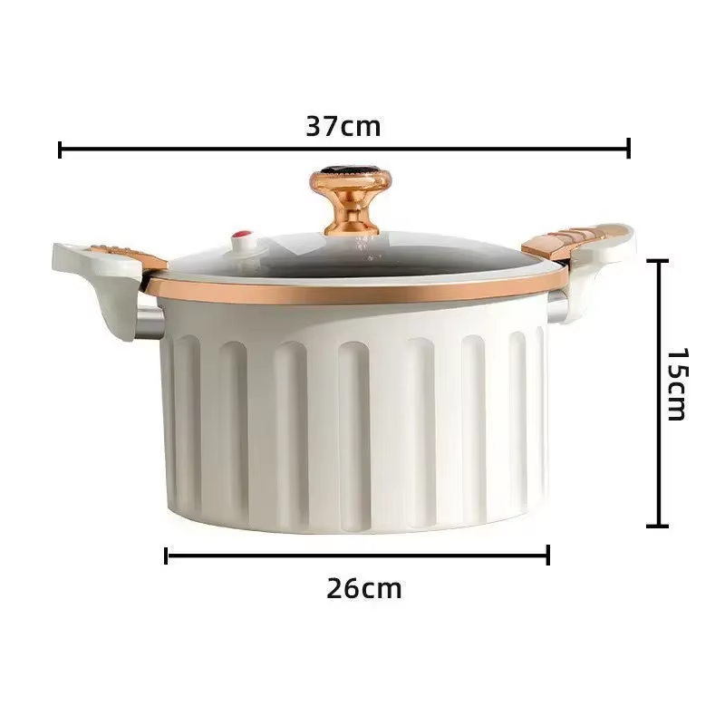 8L Enamel Micro Pressure Pot Korean Vacuum Non Stick Soup Pot Non Stick Soup Pot Stewing Boiling Pot Double Ear Stewing Pot