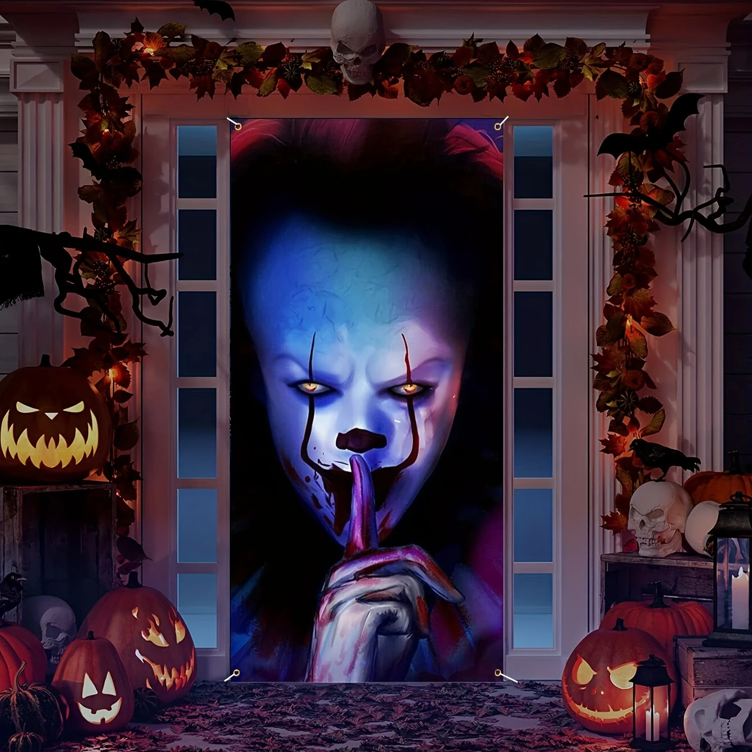 The Clown Halloween Banner Is Decorated Served as a Prank or Treated to a Creepy