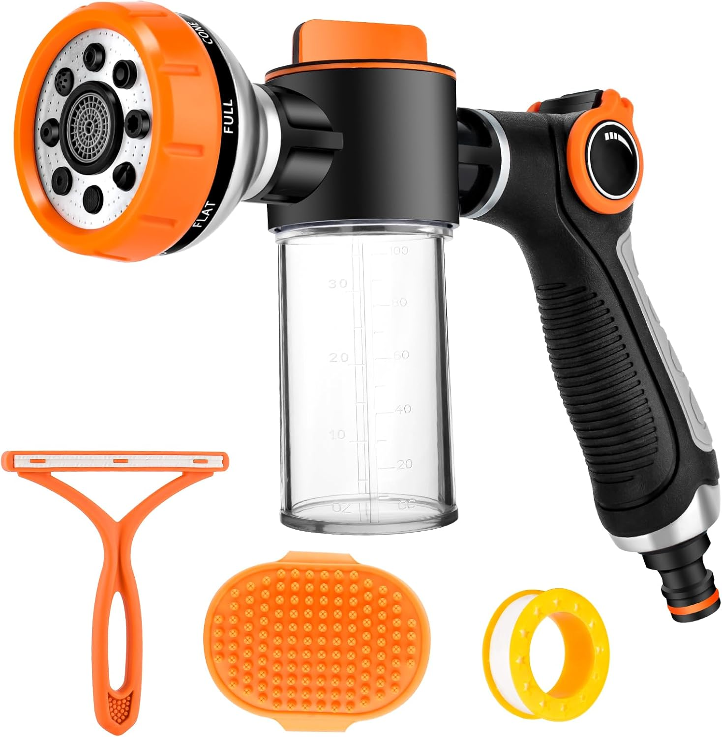 Dog Wash Hose Attachment, Garden Hose Nozzle Sprayer with Soap Dispenser, 8 Patterns High Pressure Water Hose Spray Nozzles for Watering Plants, Car Washes, Pet Showers