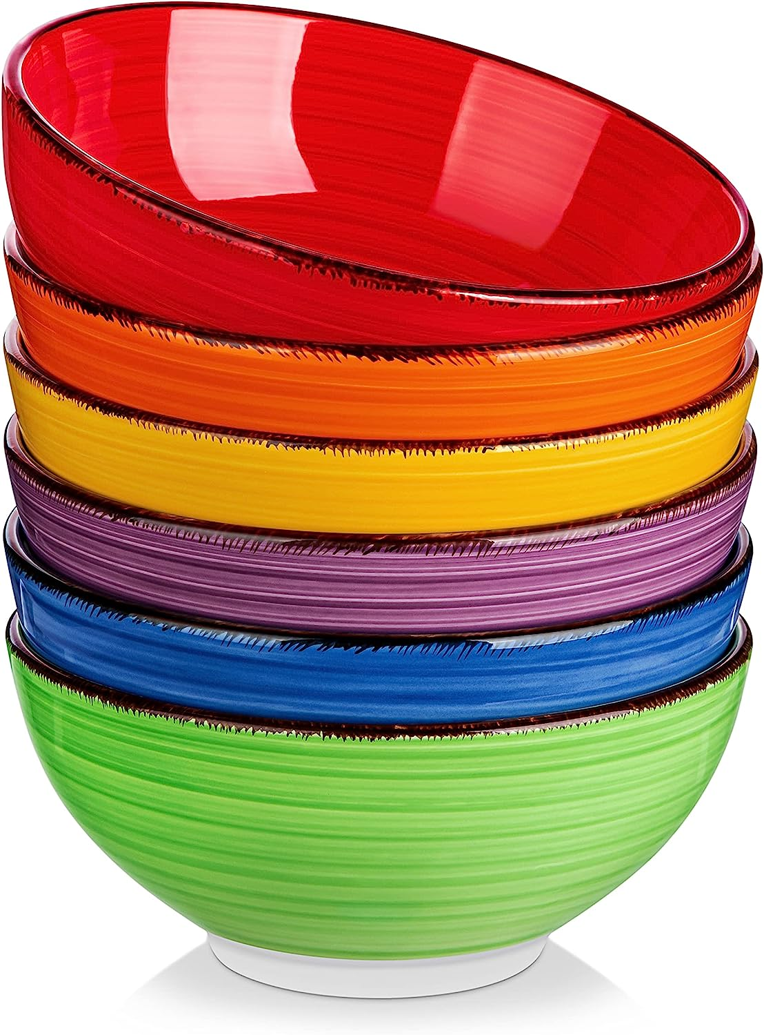 Bonita 27 Oz Cereal Bowls Set of 6, Ceramic Bowls for Kitchen, 6 Inch Soup Bowls, Dishwasher & Microwave Safe