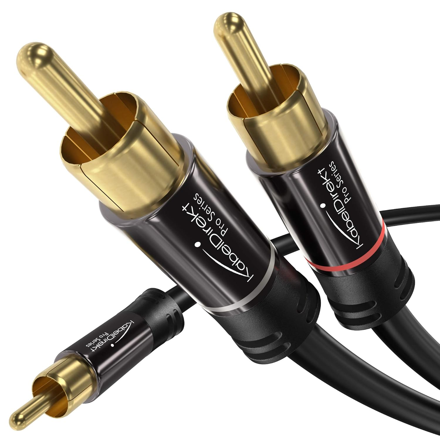 Kabeldirekt – Rca/Phono Y Cable – 6Ft Short – 1 to 2 Rca/Phono, Stereo Audio 