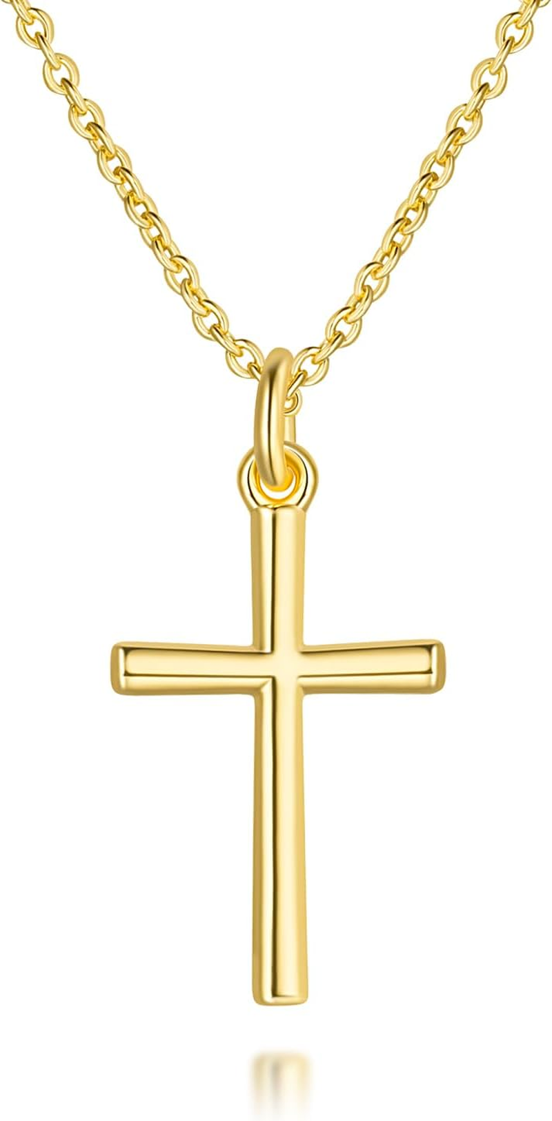14K Gold Cross Necklace for Women 925 Sterling Silver Religious Pendant Gifts