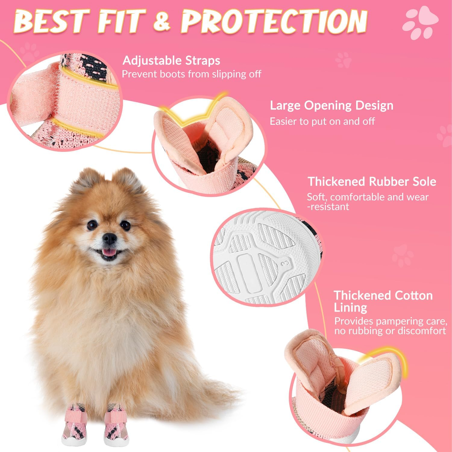 AUTOWT Dog Boots, 2 PCS Breathable Dog Paw Protector, Dual Outdoor Non-Slip D... - Picture 6 of 18