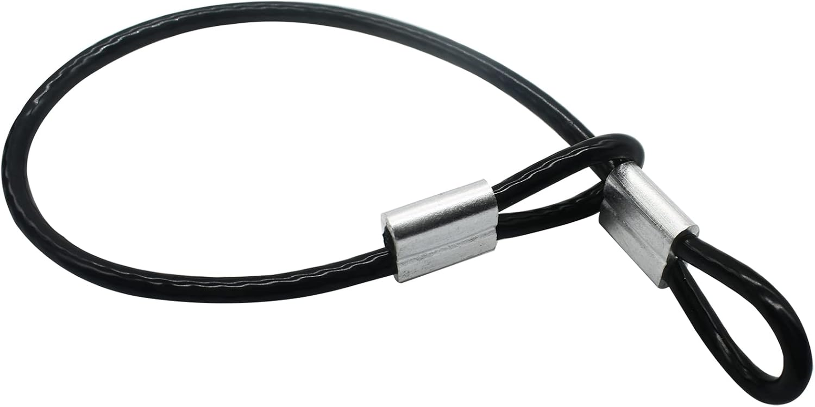 5 Pcs 4Mm Wire 24 Inch Vinyl Coated Stainless Steel Cable with Loops Short Wire Rope Lanyard Lock Security Chain Link for Outdoor Gates, Black(4Mm X 24Inch)