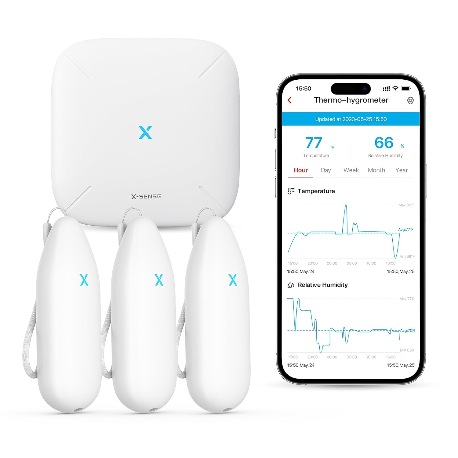 X-Sense Indoor Wi-Fi Thermometer Hygrometer, 3 Sensors & Base Station