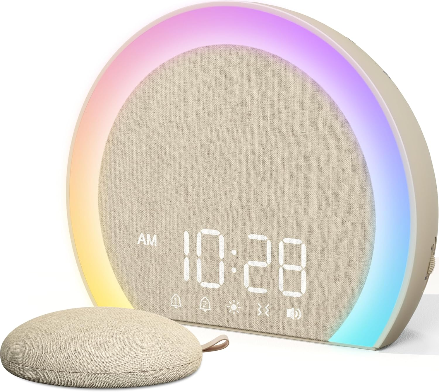 ANJANK Extra Loud Alarm Clock with Wireless Bed Shaker, Vibrating Dual Alarm with Light Wake up for Heavy Sleepers & Hearing Impaired, 9-Color Night Light, 8 Sounds, 0-100% Dimmer, USB Charger