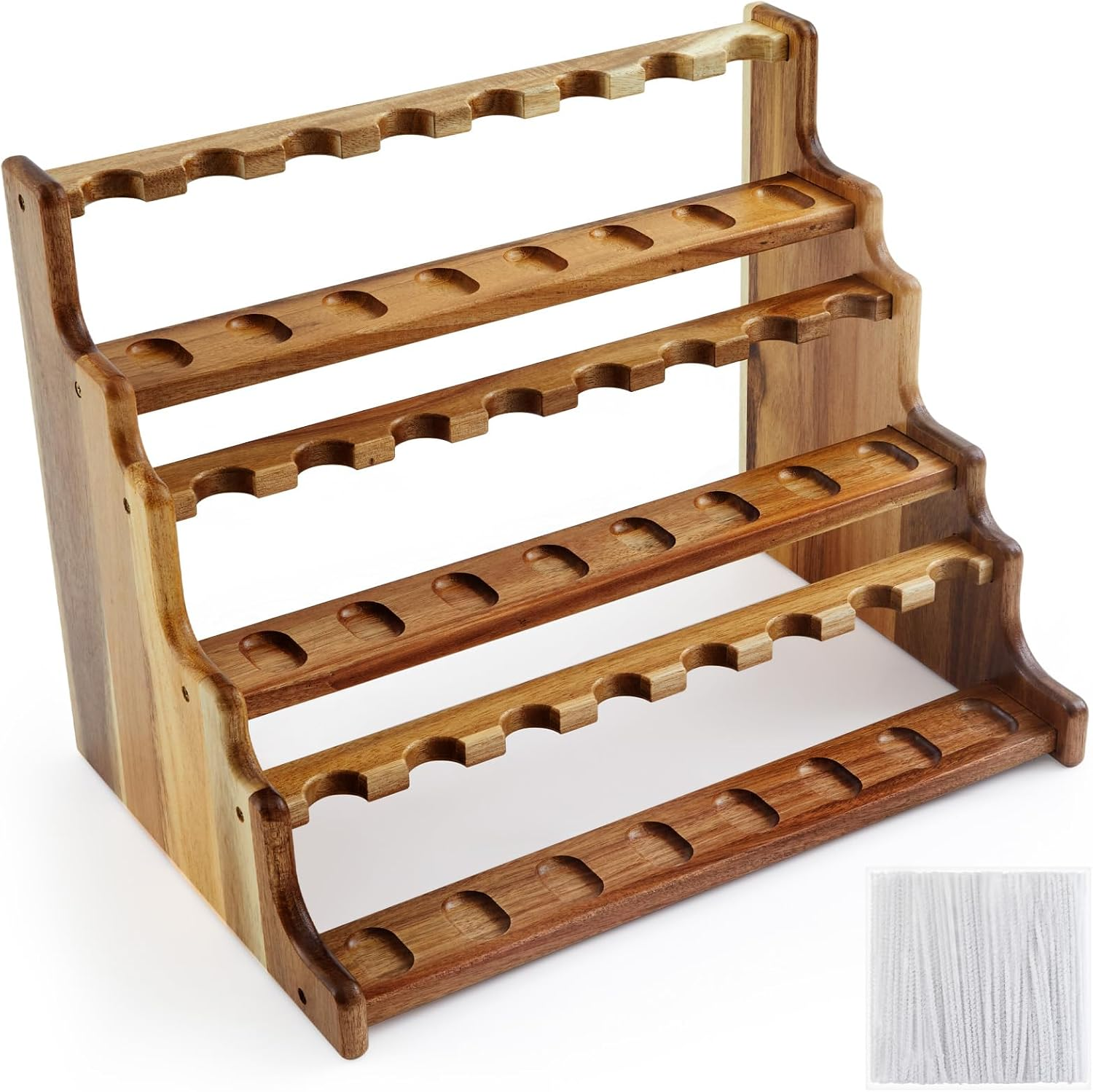 Acacia Pipe Stand Holder for 24 Smoking Pipes, Acacia 3 Layer Smoking Pipe Stand Rack Display, Smoker Gifts Accessories for Enthusiasts Father Friends Christmas