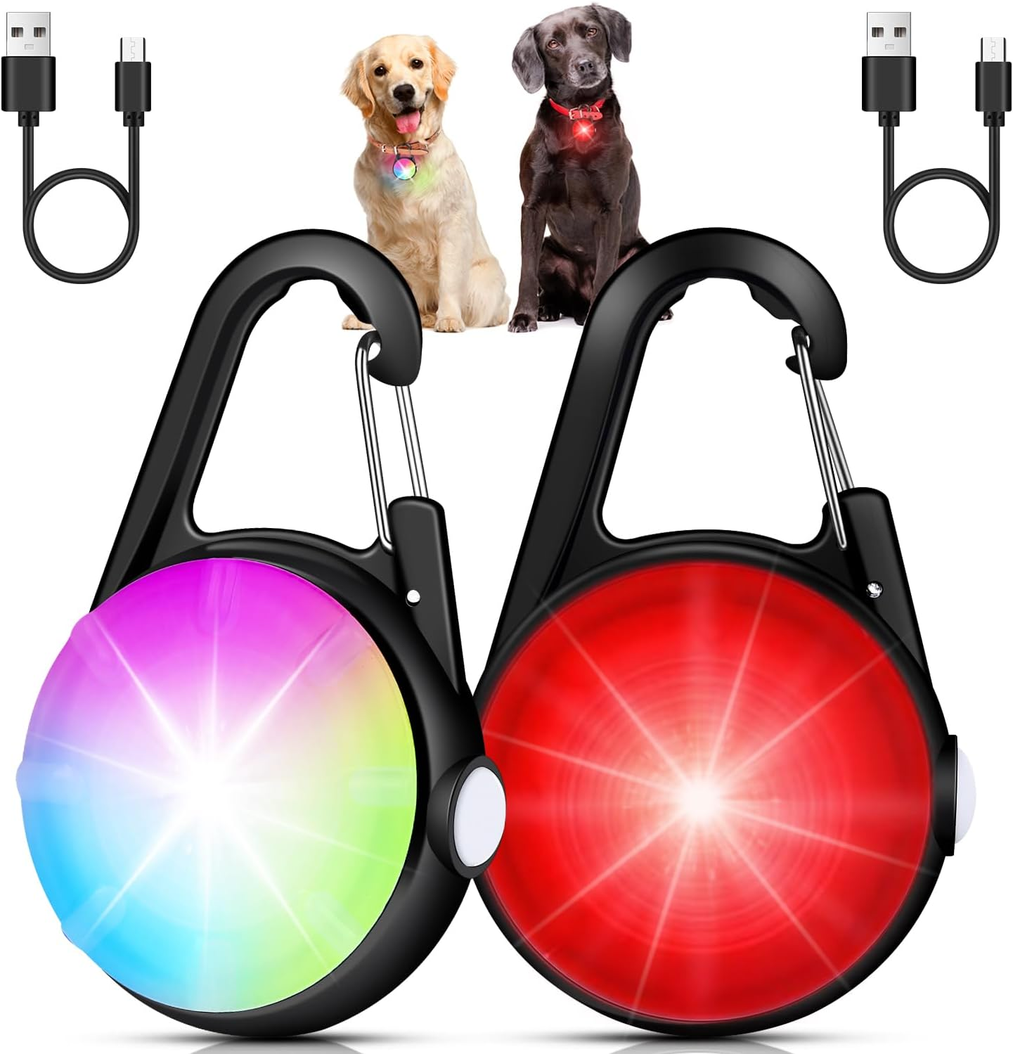 2 Pack Dog Collar Light, Rechargeable Dog Lights for Night Walking Clip On