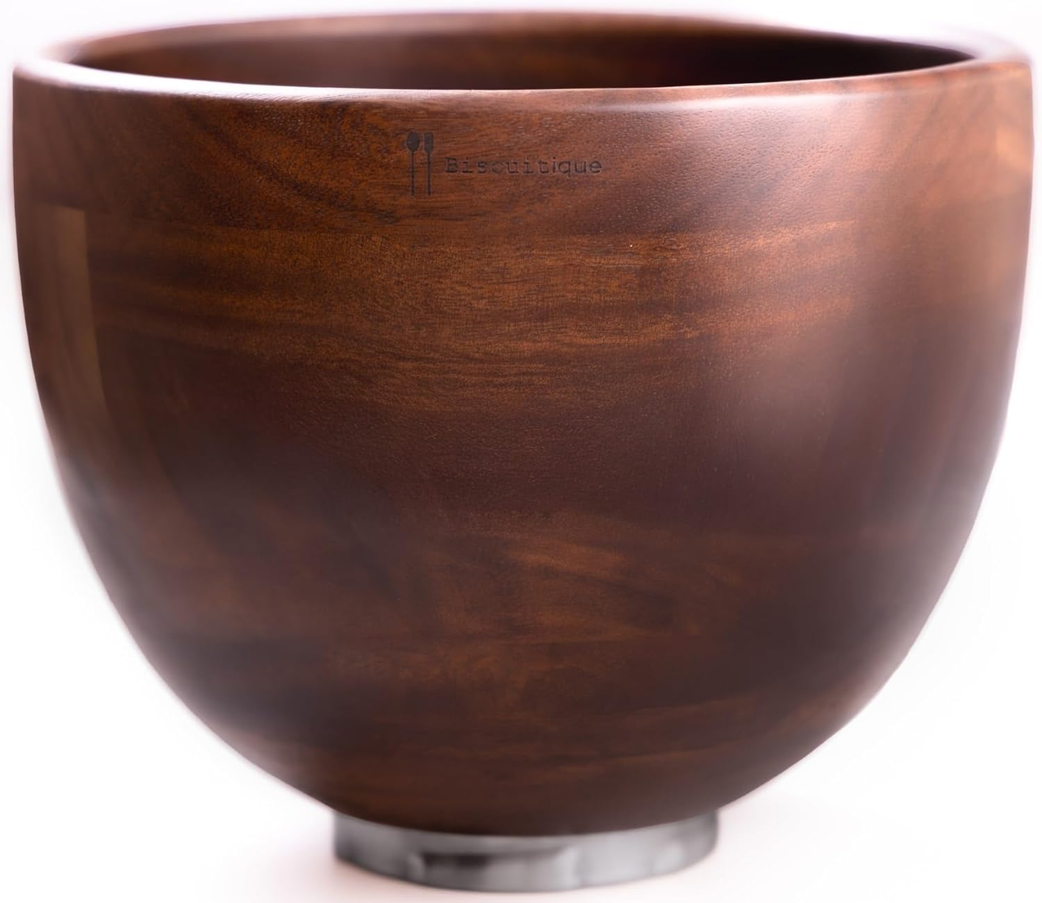Premium Solid American Walnut Wood Mixing Bowl Compatible with Kitchen Aid Tilt-Head Models 4.5 Quart and 5QT Stand Mixer Wooden Bowls