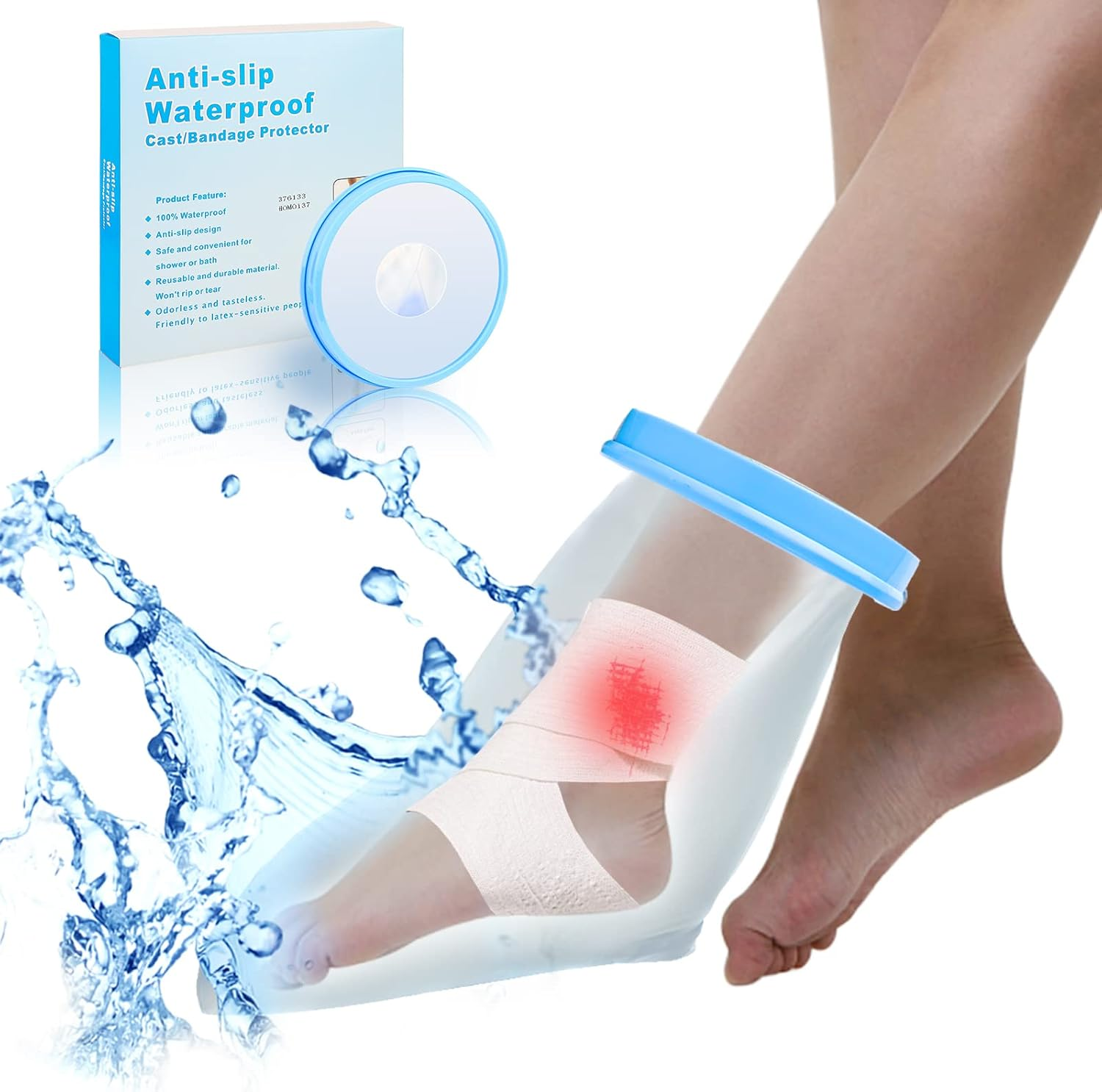 SUPERNIGHT Waterproof Foot Cast Cover for Shower& Bath, Reusable Sealed Water... - Picture 10 of 14
