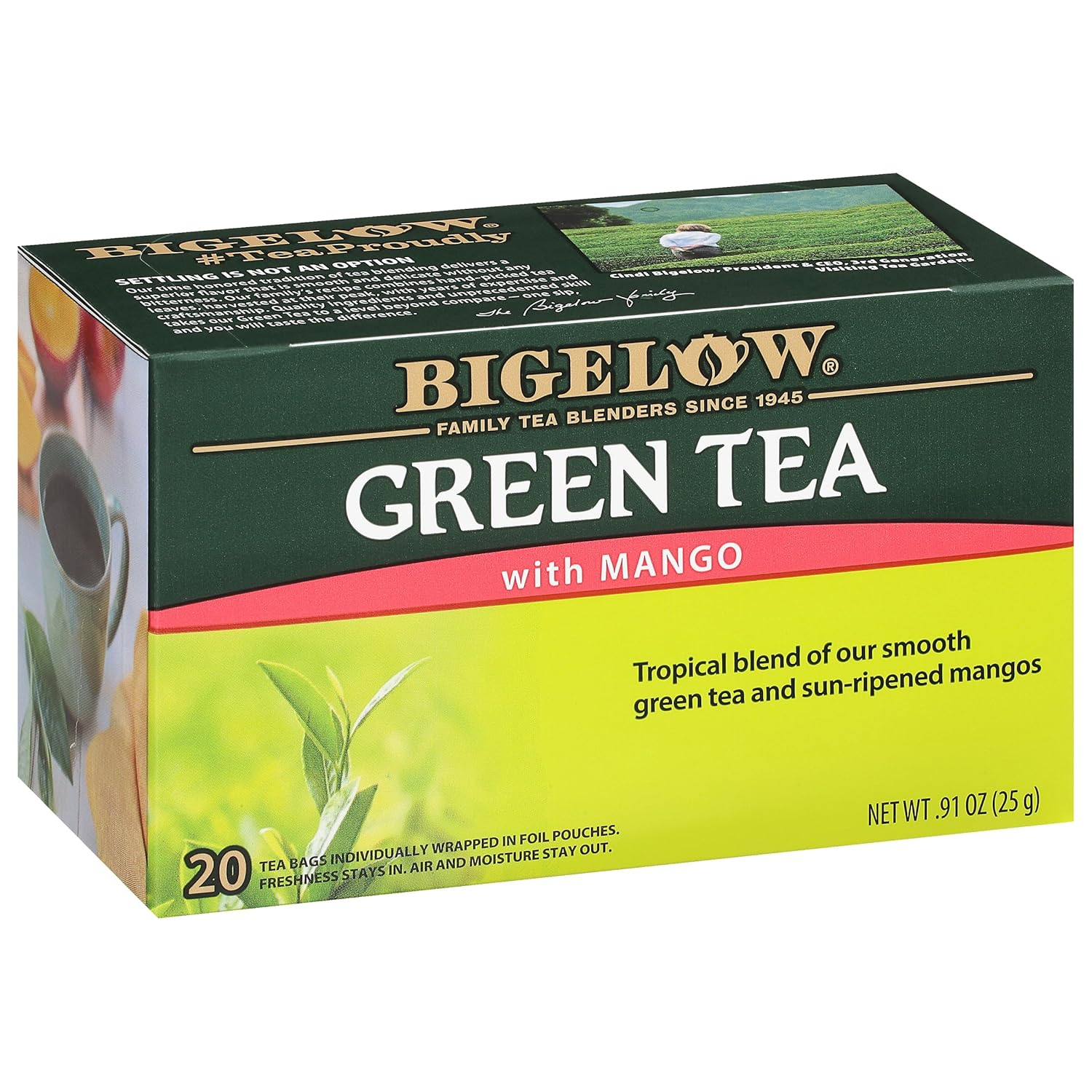 Bigelow Tea Green Tea with Mango, Caffeinated Tea with Mango, 20 Count Box (Pack of 6), 120 Total Tea Bags