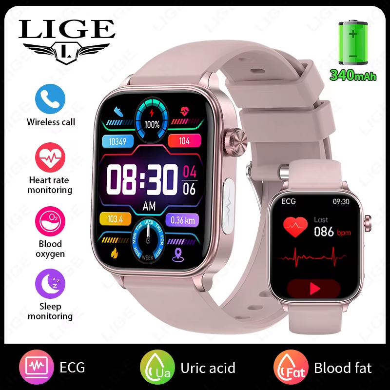 2025 Nouveau ECG + PPG AI Diagnostic Sain Montre Intelnte Hommes Femmes Lipïde Sanguine Acide Urique Femme Santé Menstruelle Tracker Smartwatch