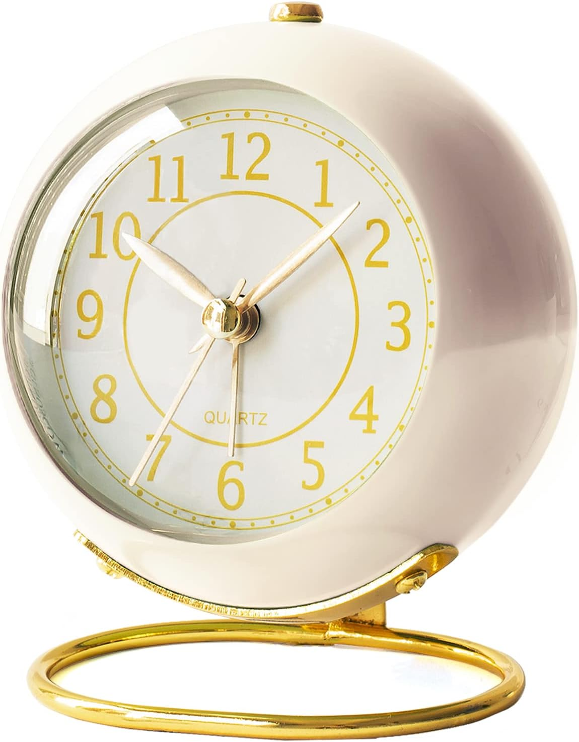 ® Battery Operated Desk Alarm Clock with Light,Silent No Ticking,Small Table Clock for Bedside/Bedroom/Living Room/Office/Travel/Kids/Room Decor Aesthetic Vintage(Cream)