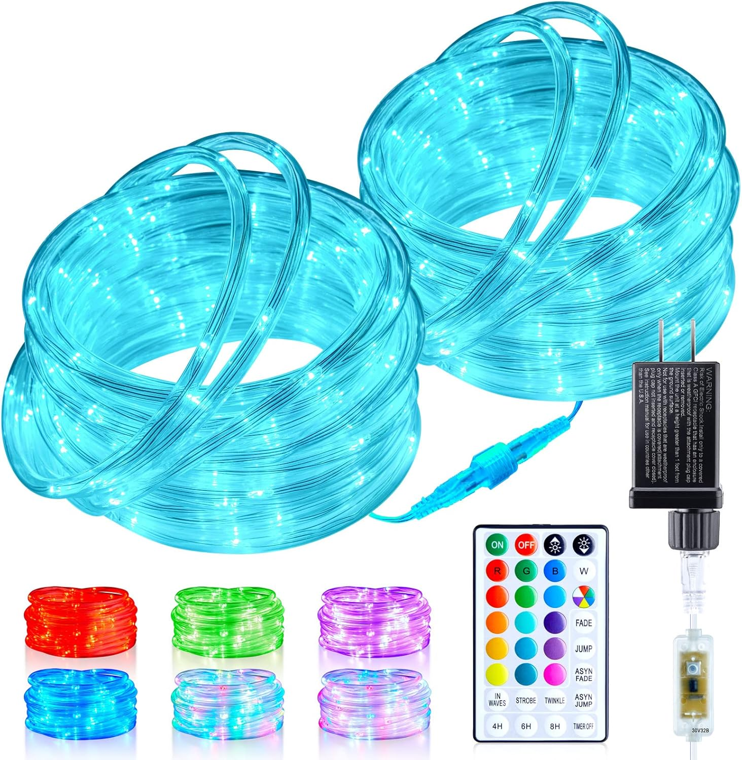 Color Changing Rope Lights Outdoor - Connectable 66Ft 200 LED Outdoor String Lights with Remote, 18 Colors, Christmas Light for Bedroom outside Patio Holiday Decoration