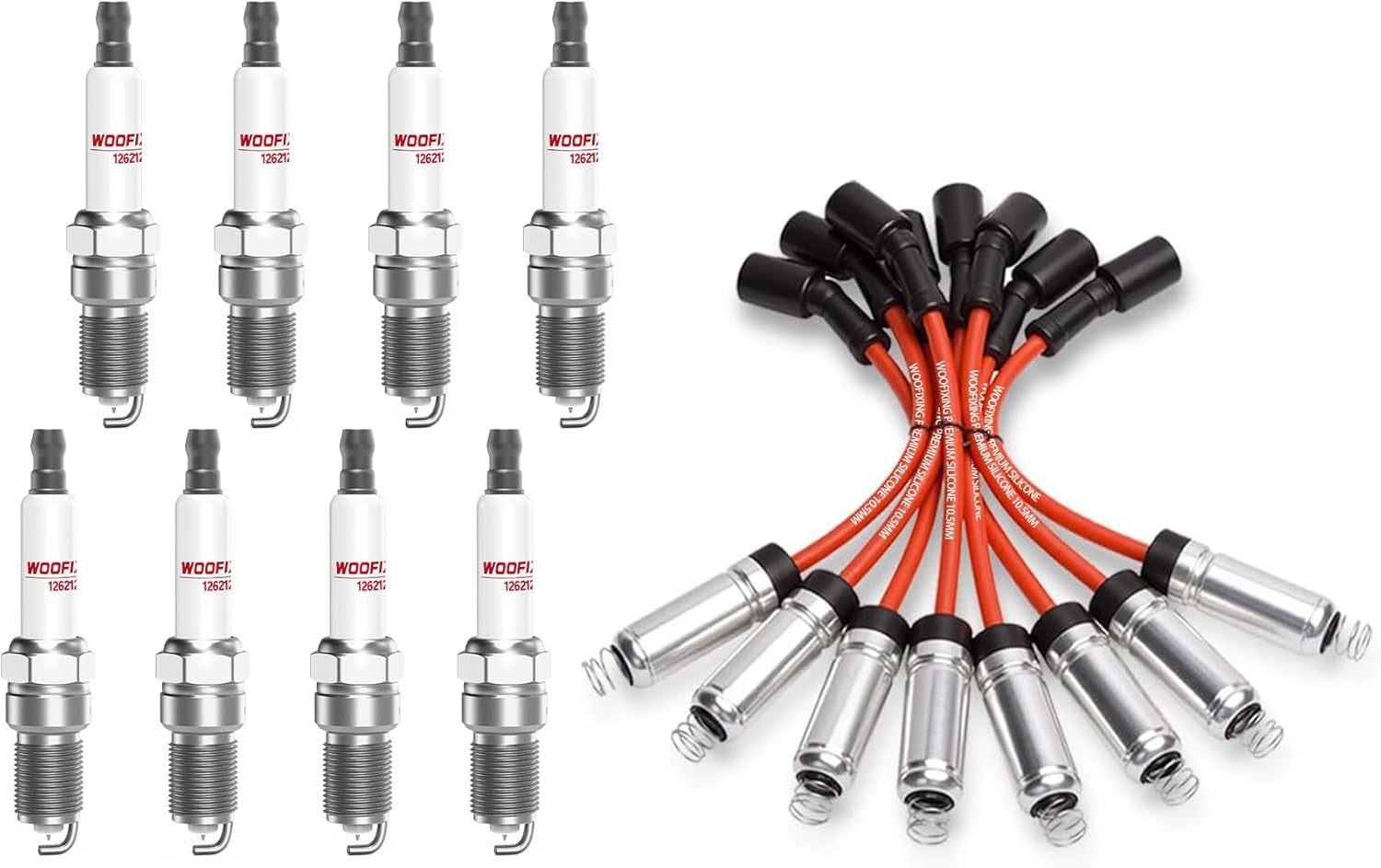 8X Iridium Spark Plugs and Wires Set for Chevy 5.3, 41-110 Spark Plugs for Silverado 1500 Suburban Avalanche Tahoe 5.3L 4.8L 6.0L, 9748HH Compatible with GMC Sierra Yukon