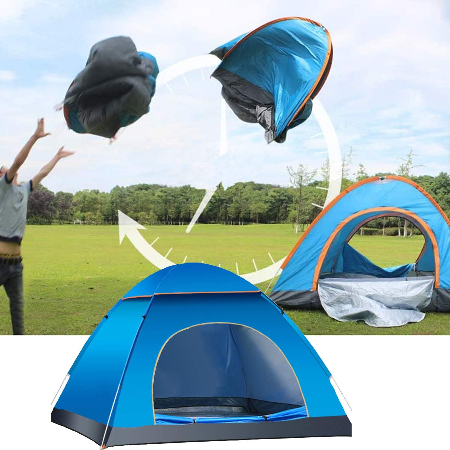 2 Person Instant Pop up Lightweight Camping Tent, Outdoor Easy Set up Automatic Family Travel Tent,Portable Backpacking Ultralight Waterproof Windproof Anti-Uv Sun Shelter Tent…