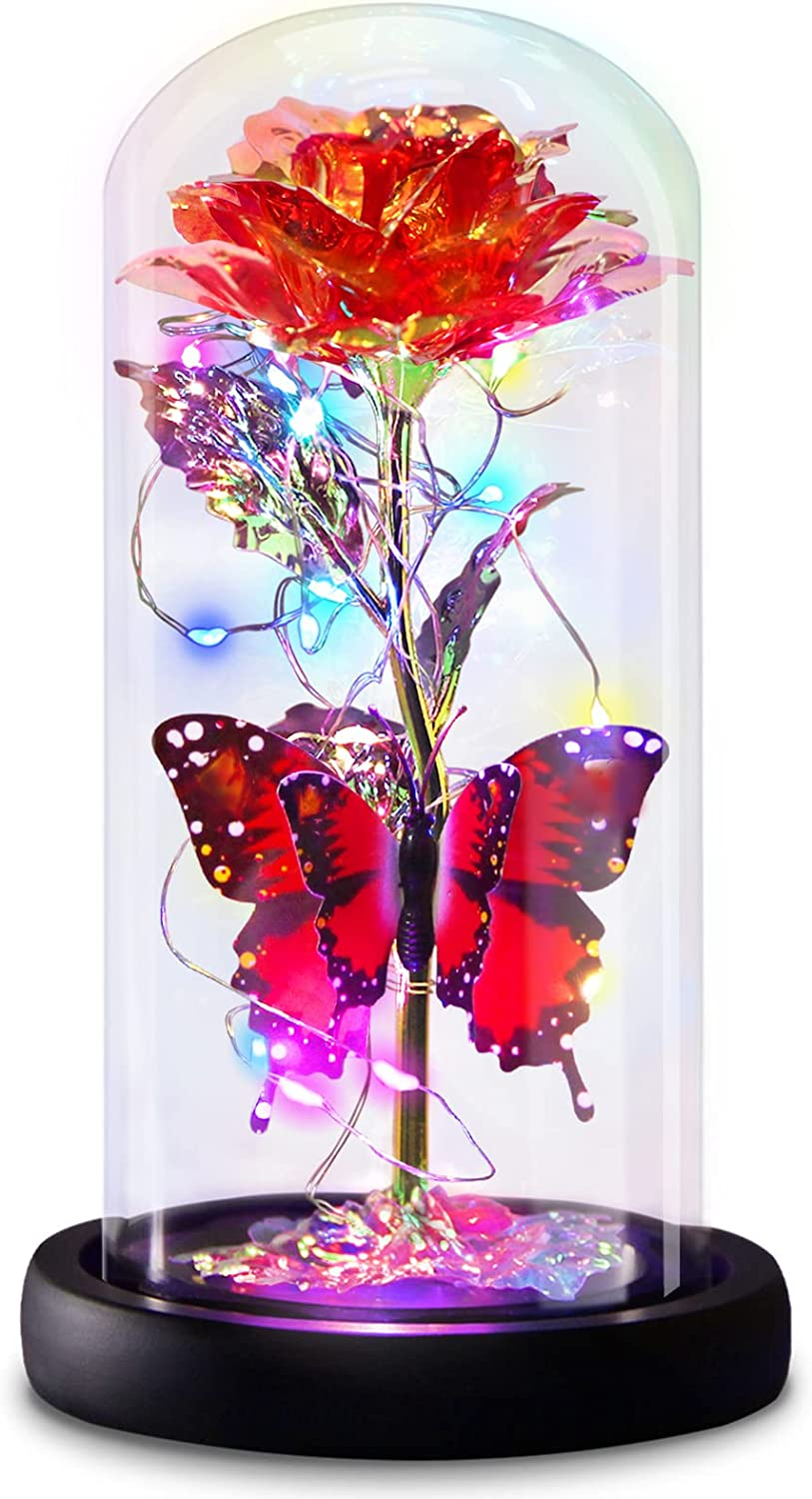 Galaxy Flowers Rose Birthday Gift for Women Mom Grandma, Enchanted  Rose in Glass Dome, Valentines Rose Gifts for Valentine'S Day Mother'S Day Anniversary Wedding