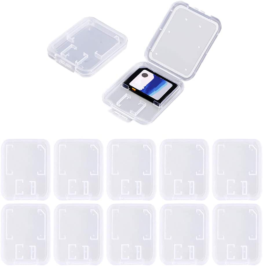 Clear Plastic Memory Card Case Compatible with SD SDHC SDXC Micro SD T-Flash Card (10 PCS)