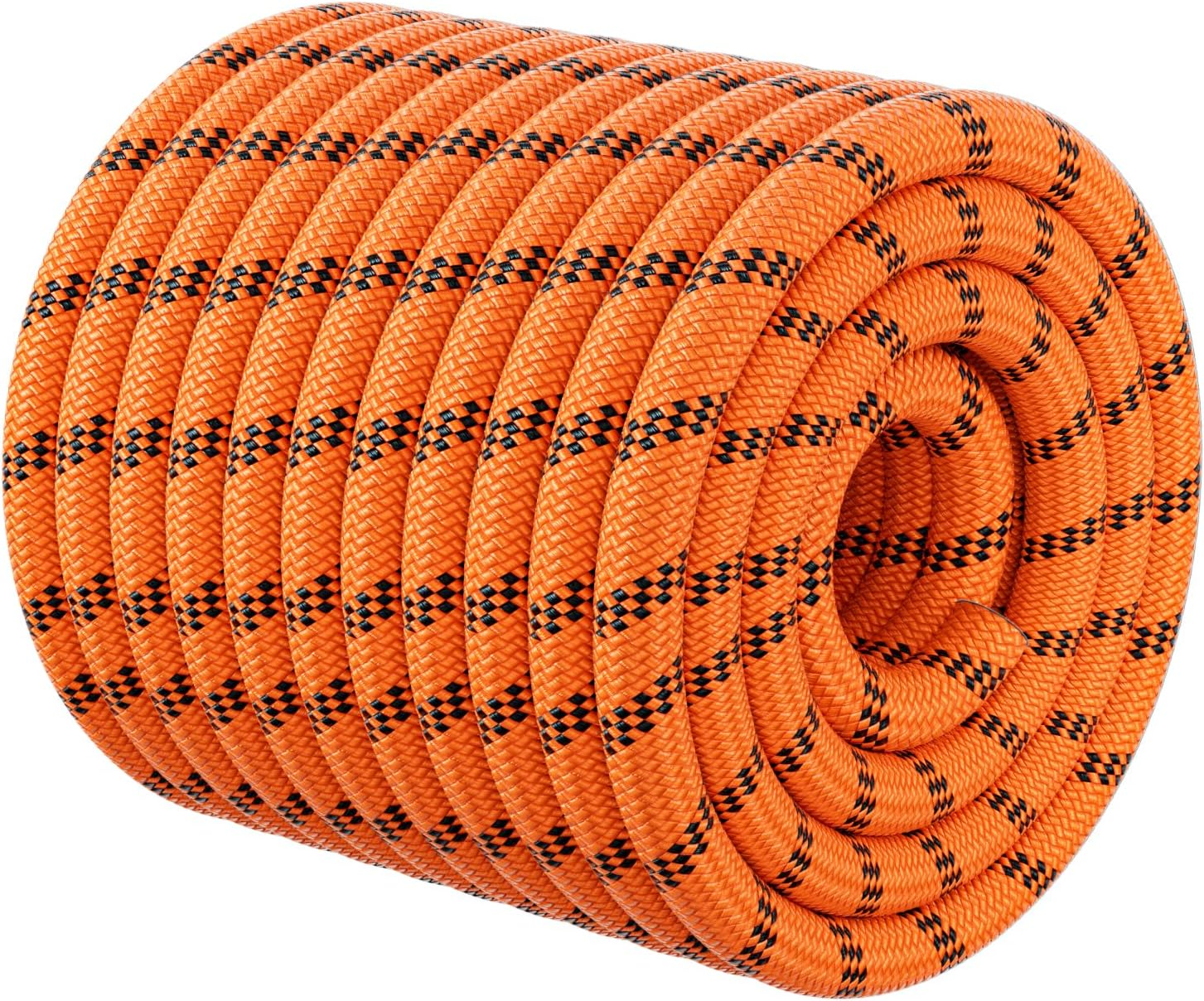Double Braided Arborist Rigging Rope - 3/4 in X 120 Ft 48 Strands Rappelling Outdoor Pulling Heavy Duty Polyester Bull Rope for Swing Tree Work Camping Rescue Hiking Logging - Orange