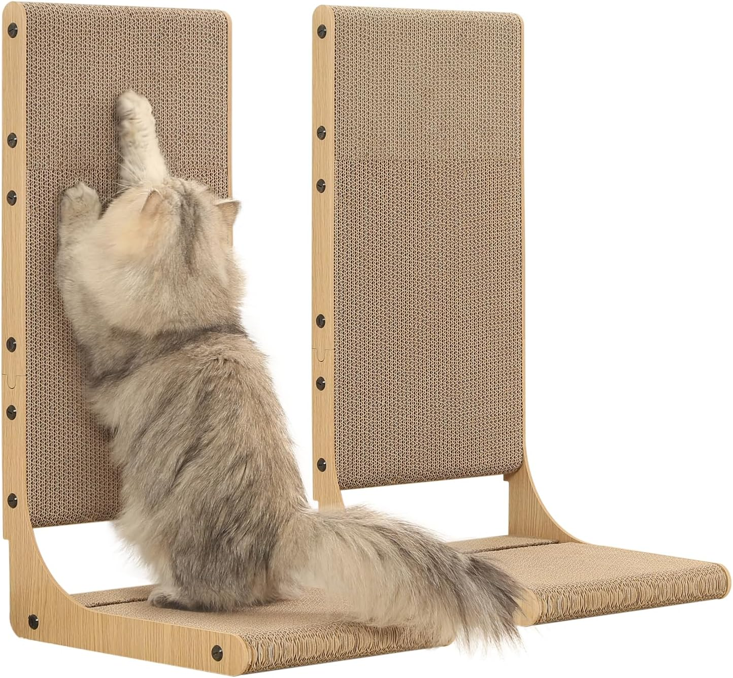 2-Pack Cat Scratching Board, 25.6'' Tall Cardboard L Shape Vertical Cat Scratchers for Indoor Cats, Cat Scratching Post for Wall and Couch, Large