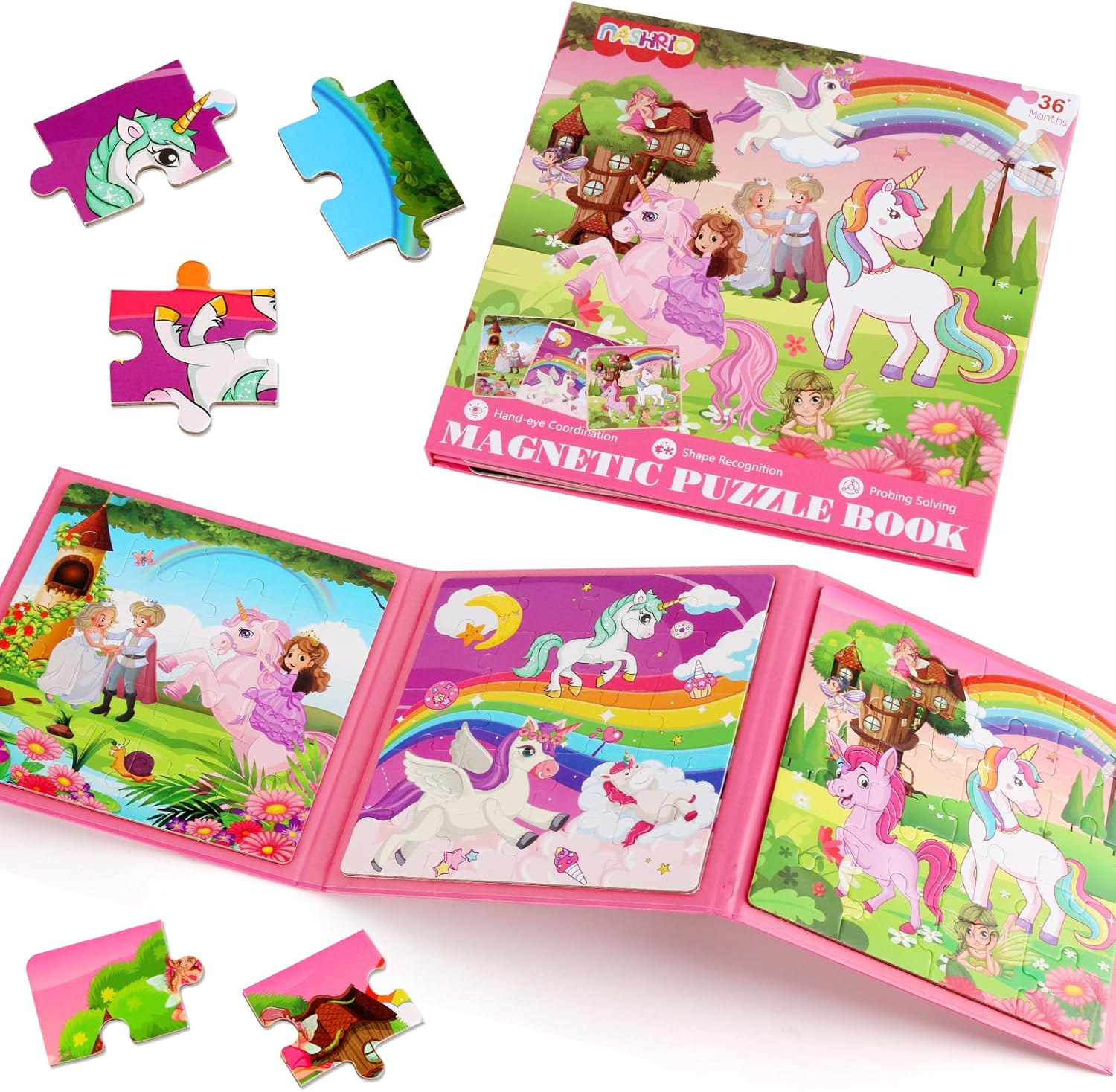 Magnetic Puzzles for Kids Ages 4-6, 20-Piece Toddler Travel Toys Unicorn Prin... - Picture 2 of 16