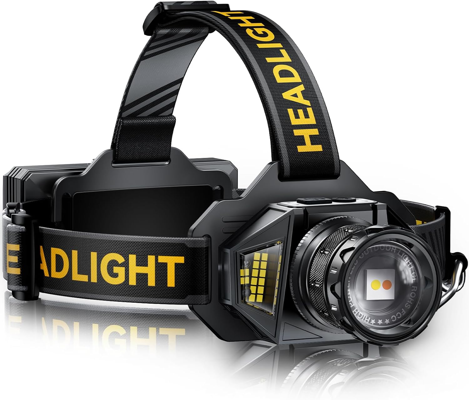 Rechargeable LED Headlamp with Red Light, 99000 High Lumens Head Lamp, Motion Sensor & 7 Modes & 95H Runtime, Zoomable & 90ยฐ Adjustable, IPX7 Waterproof Head Light for Adults, Outdoor