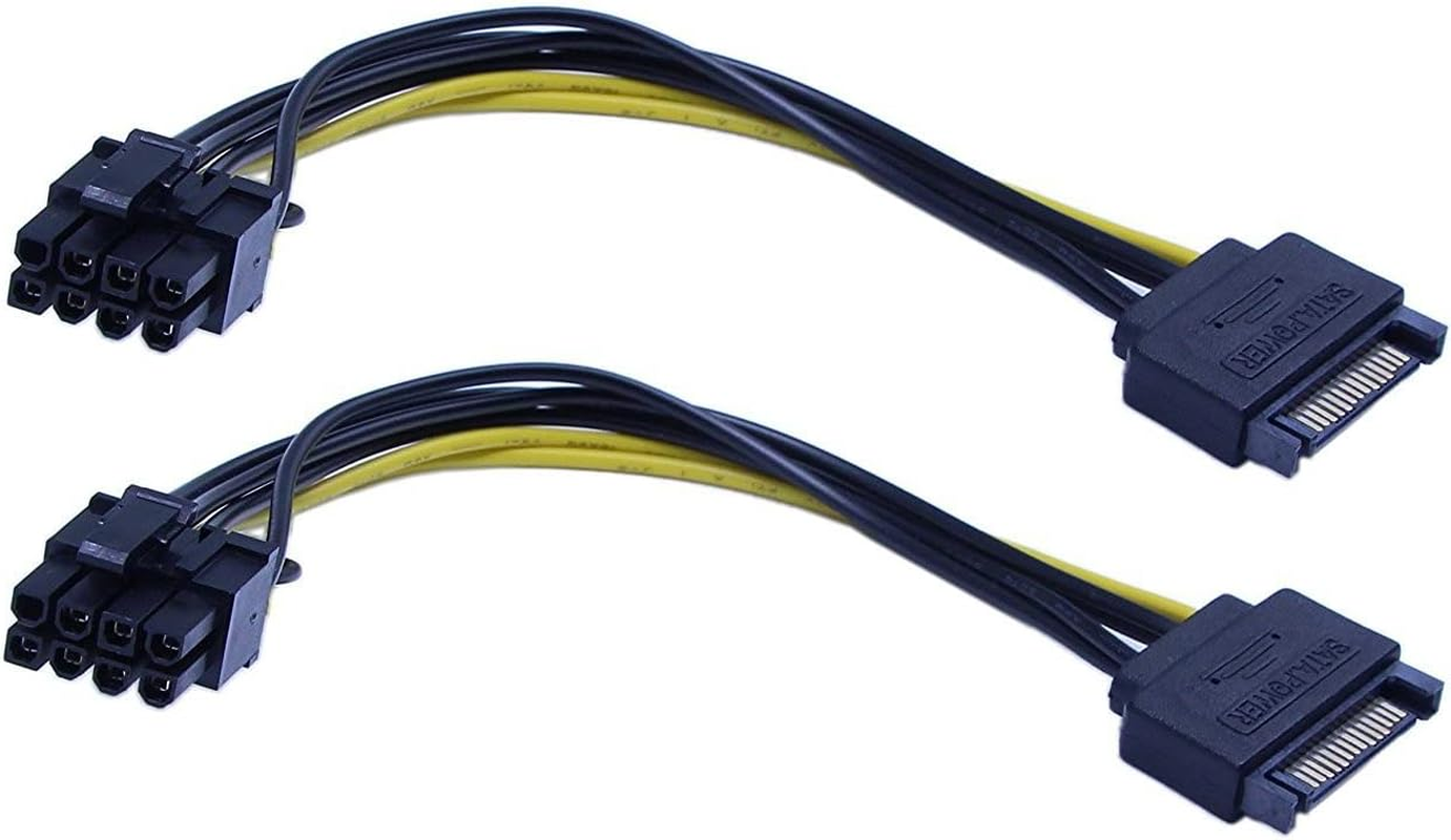 15-Pin SATA Male to 8 Pin (6+2 Pin) Pci-Express Female Video Card Power Adapter Cable(20Cm/8Inch)