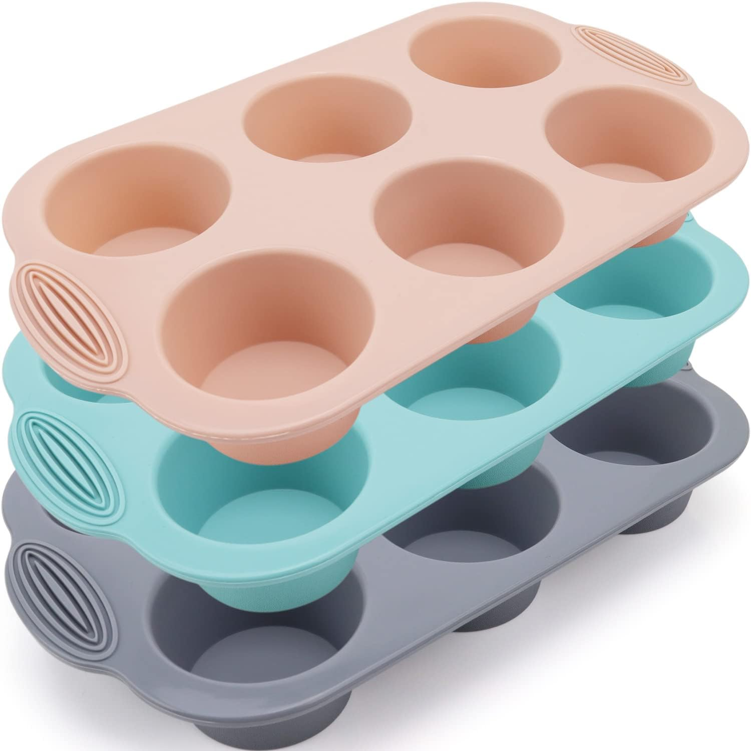 Silicone Muffin Pan - 6-Cavity Nonstick Baking Tray for Muffins, Cupcakes