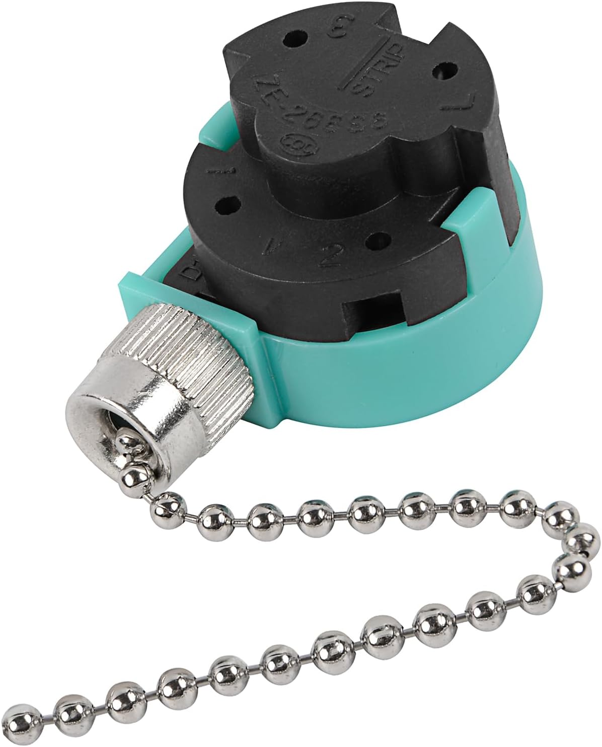 Ceiling Fan Switch, 4 Wire Zing Ear ZE-268S6 Pull Chain Switch Replacement 3 Speed Control Switch Compatible with Hunter Ceiling Fans, Wall Lamps, Cabinet Light (Nickel Pull Chain)