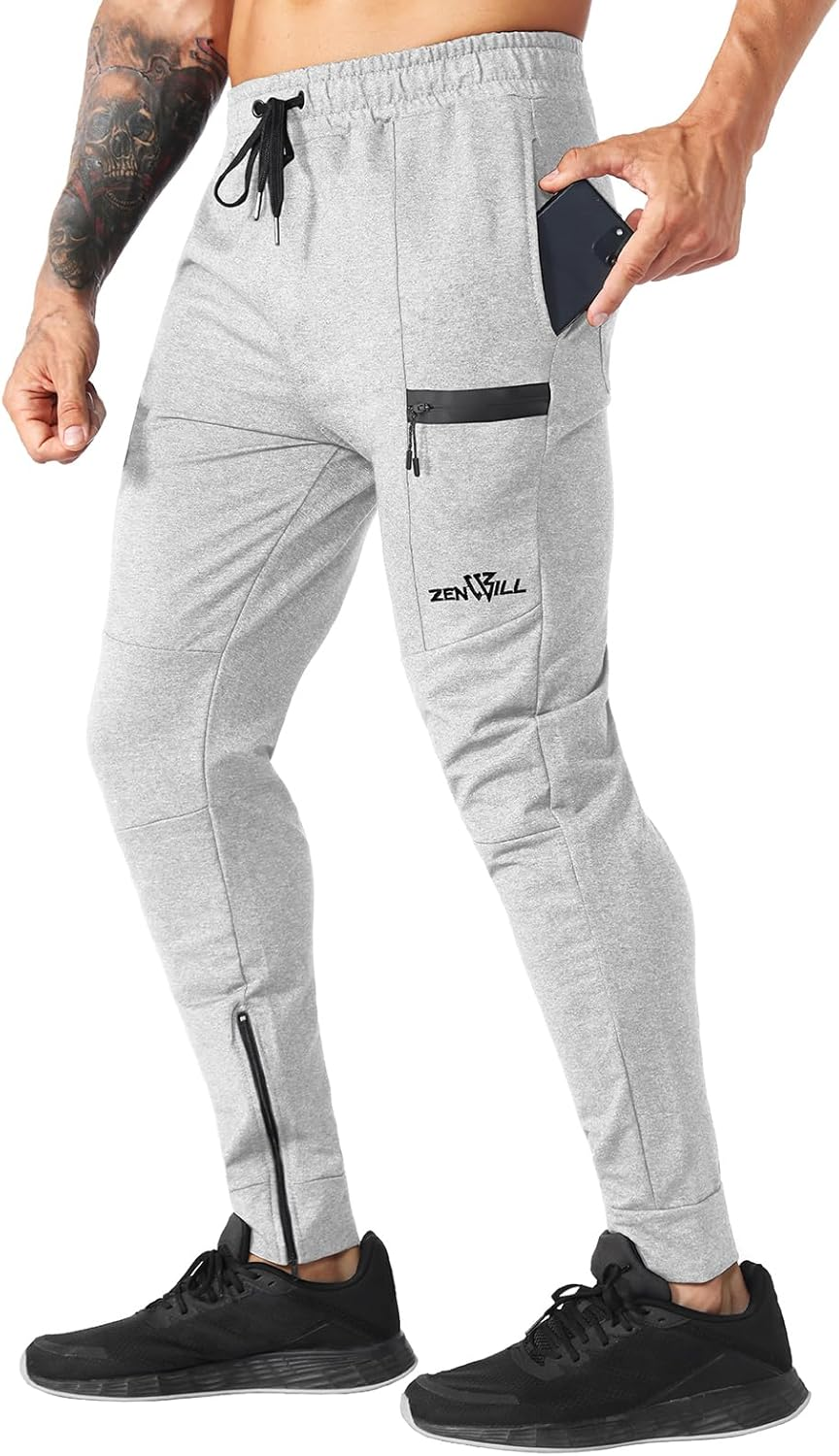 ZENWILL Mens Zip Gym Joggers Track Pants,Men's Casual Workout Sweatpants with... - Picture 9 of 16
